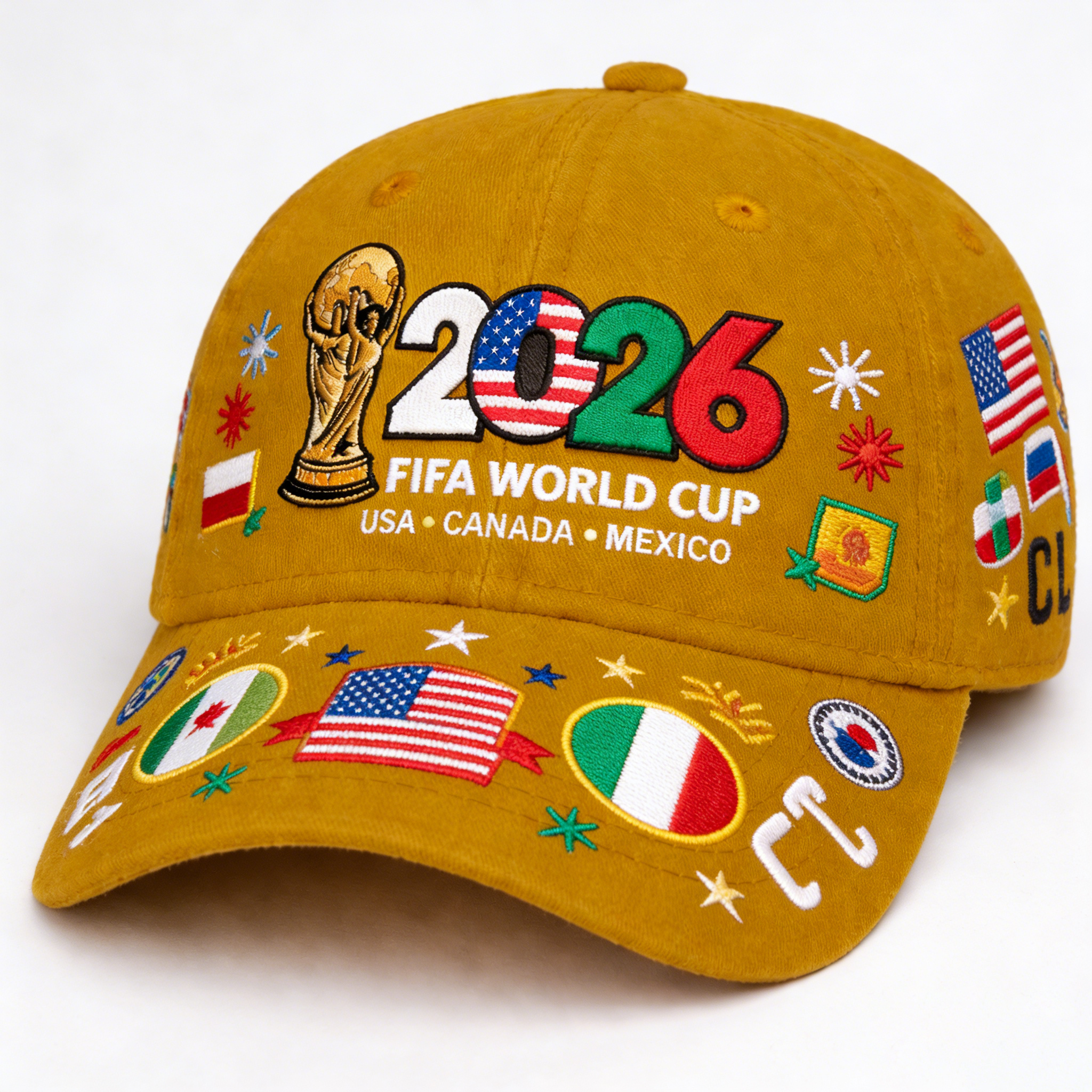 FIFA World Cup 2026 Hat with Embroidered Gray Adjustable Cotton Denim Baseball Cap