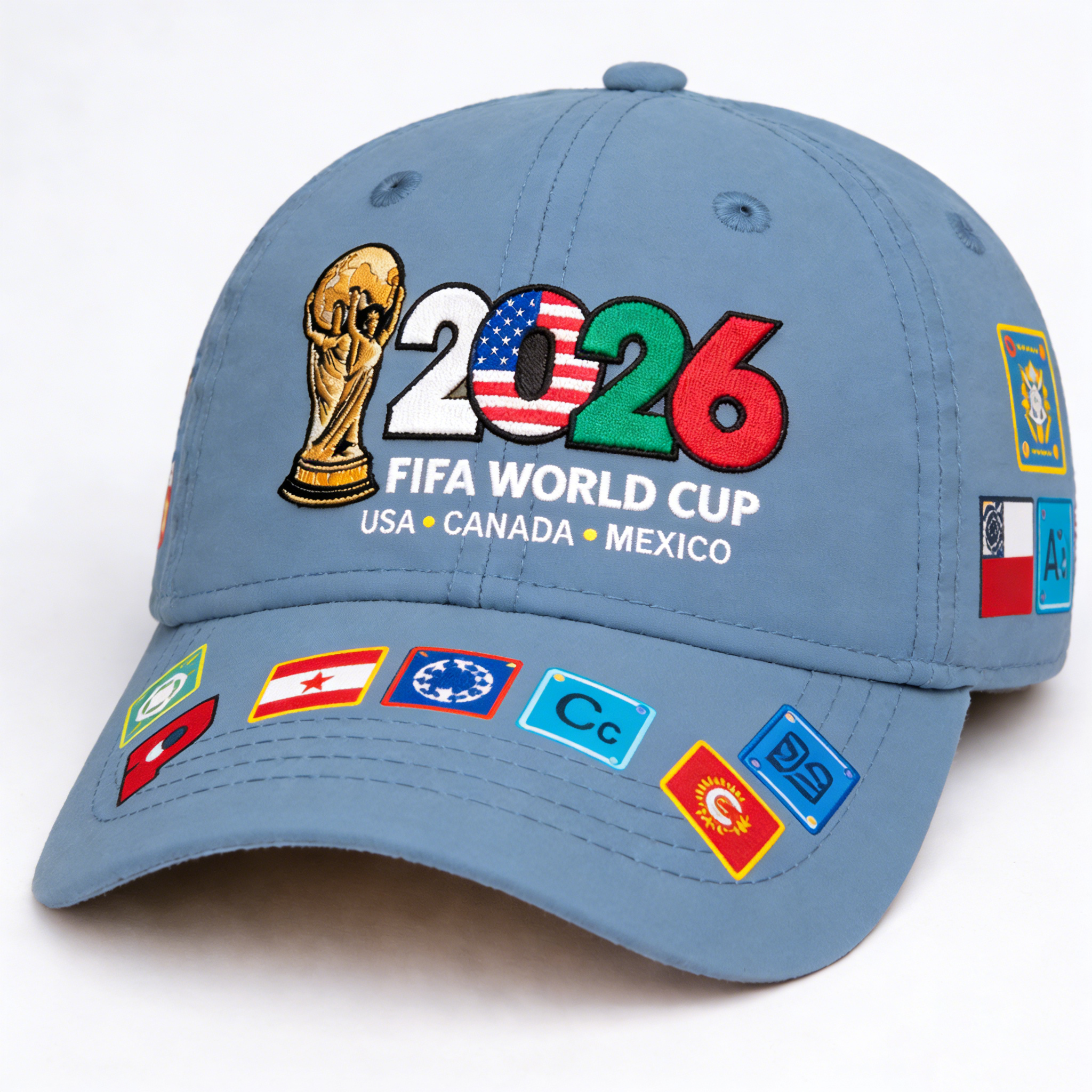 FIFA World Cup 2026 Hat with Embroidered Gray Adjustable Cotton Denim Baseball Cap