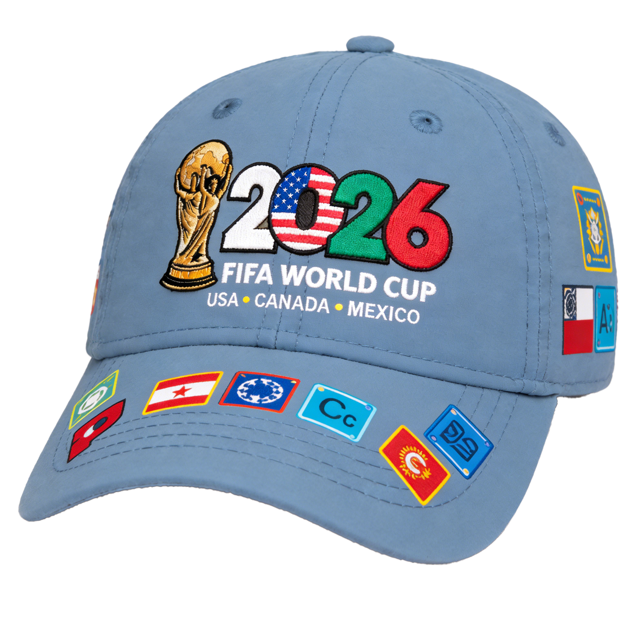 FIFA World Cup 2026 Hat with Embroidered Gray Adjustable Cotton Denim Baseball Cap