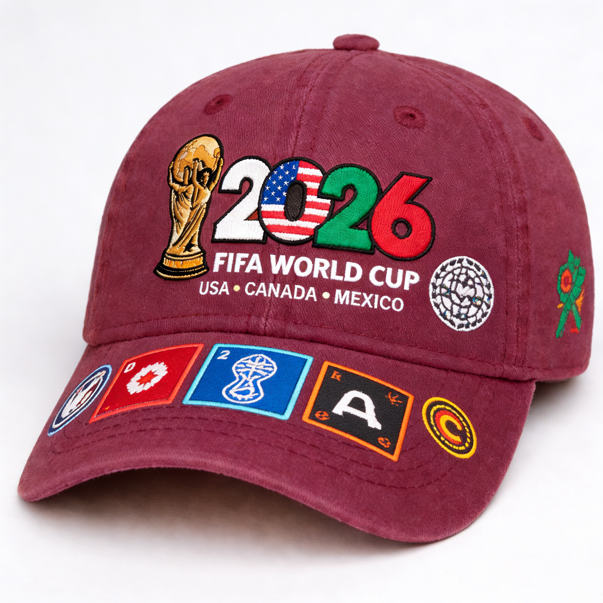 FIFA World Cup 2026 Hat with Embroidered Gray Adjustable Cotton Denim Baseball Cap