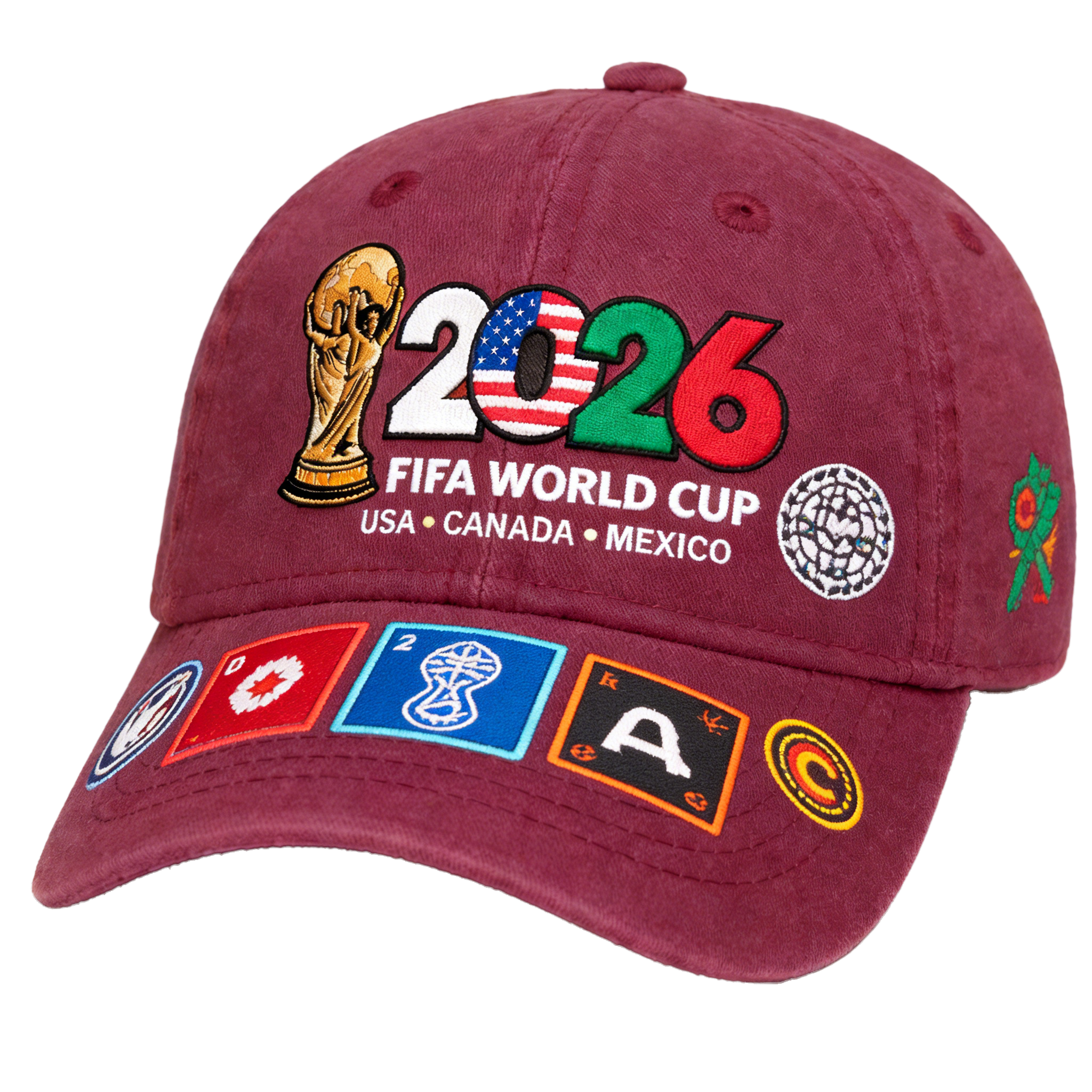 FIFA World Cup 2026 Hat with Embroidered Gray Adjustable Cotton Denim Baseball Cap