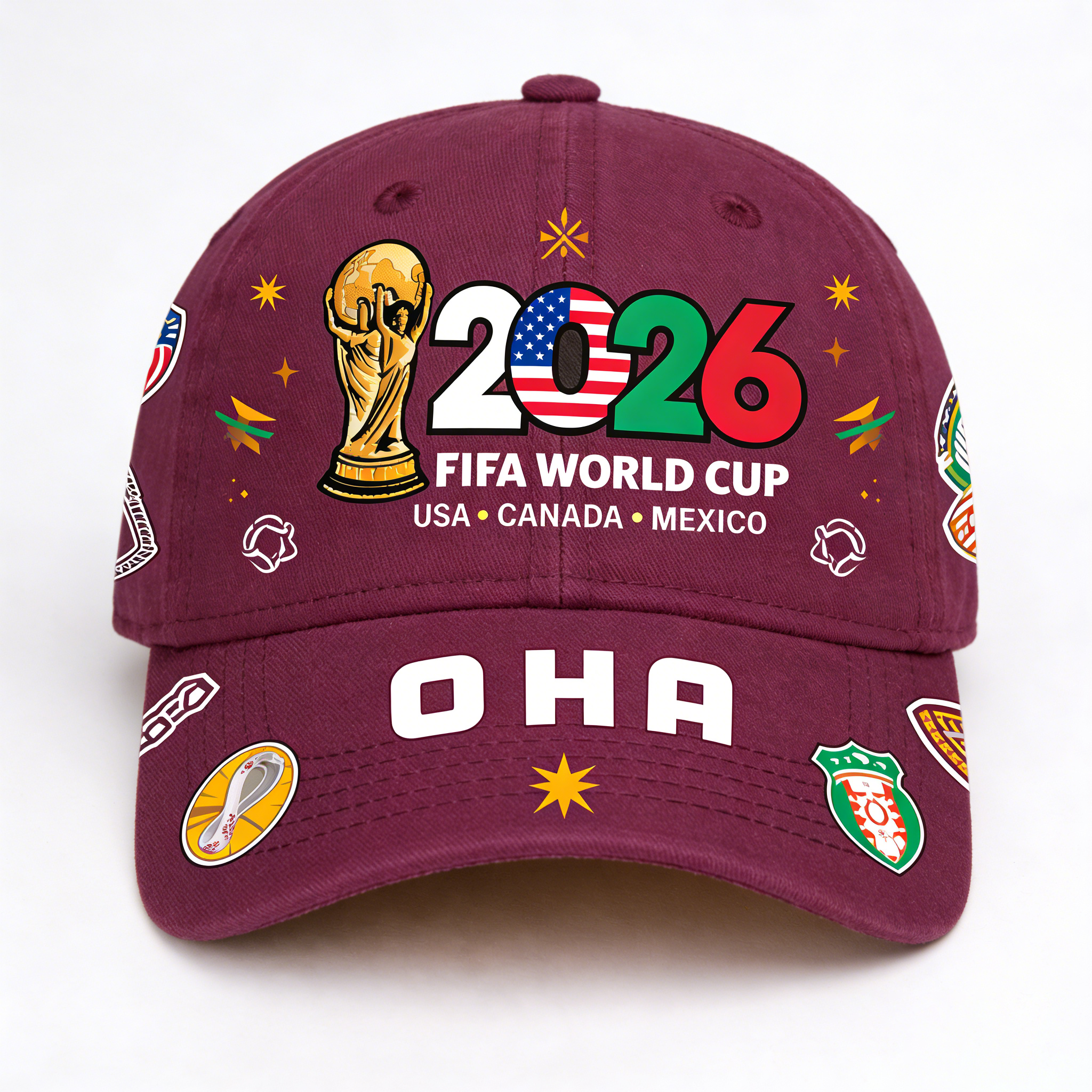 FIFA World Cup 2026 Hat with Embroidered Gray Adjustable Cotton Denim Baseball Cap