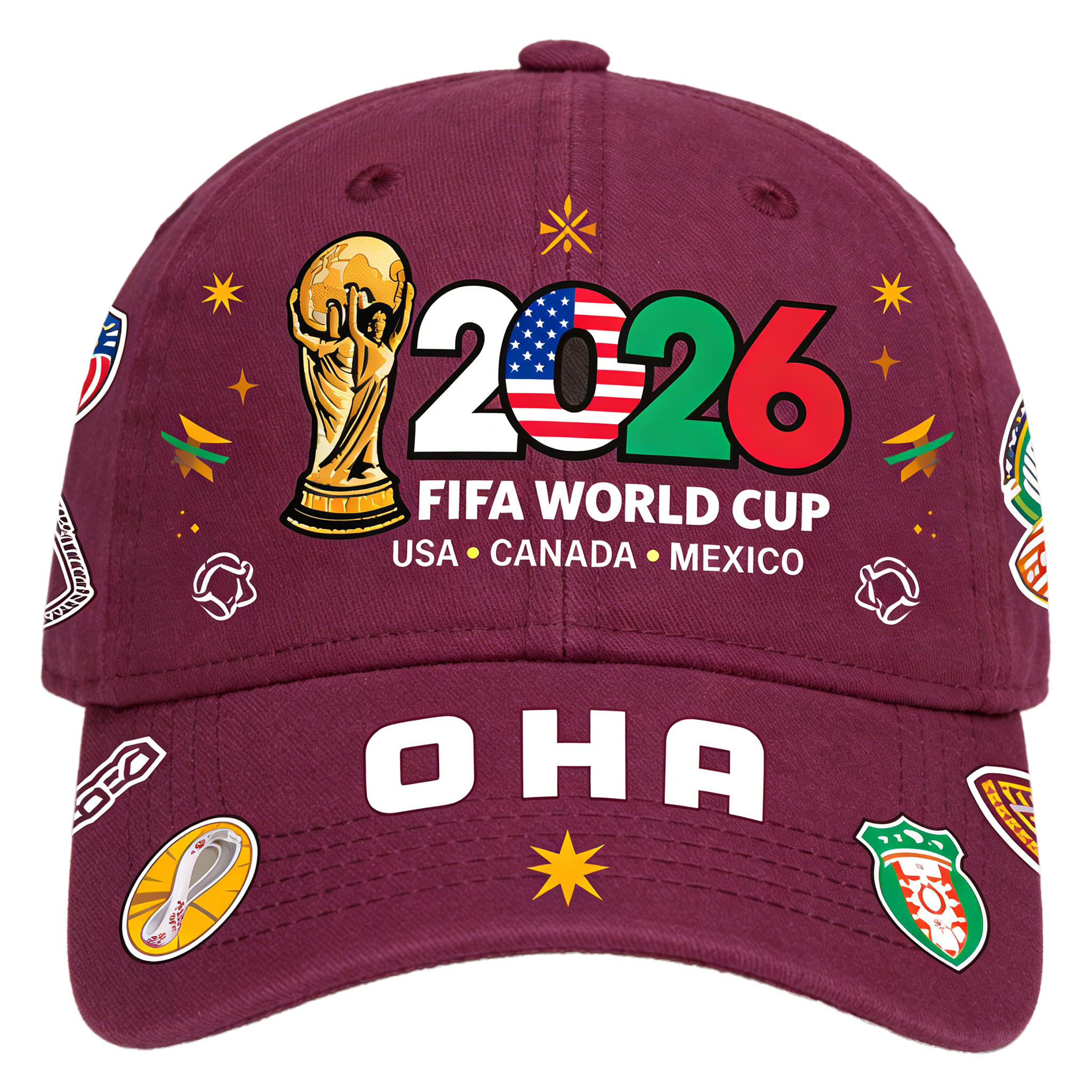 FIFA World Cup 2026 Hat with Embroidered Gray Adjustable Cotton Denim Baseball Cap