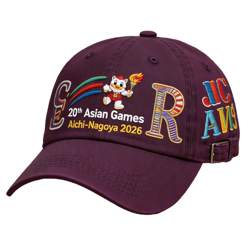 20th Asian Games Aichi-Nagoya 2026 Embroidered Gray Adjustable Cotton Denim Baseball Cap