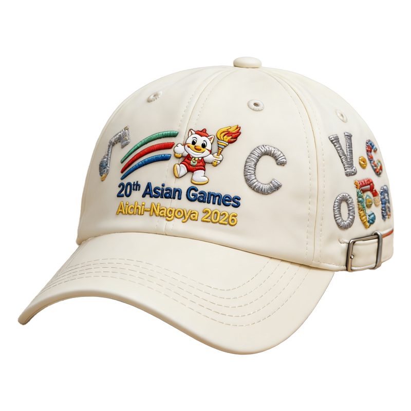 20th Asian Games Aichi-Nagoya 2026 Embroidered Gray Adjustable Cotton Denim Baseball Cap