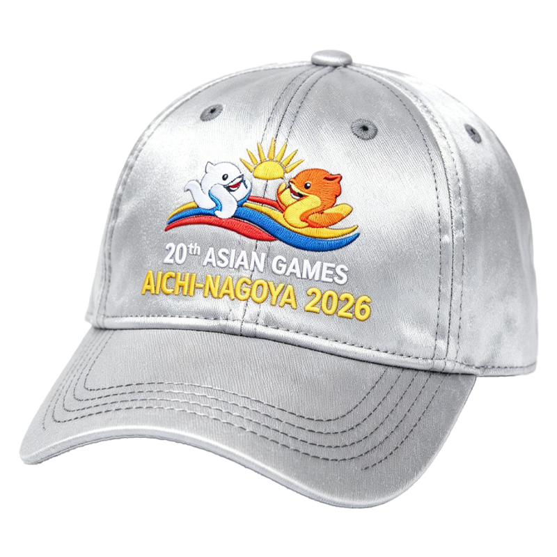 20th Asian Games Aichi-Nagoya 2026 Embroidered Gray Adjustable Cotton Denim Baseball Cap