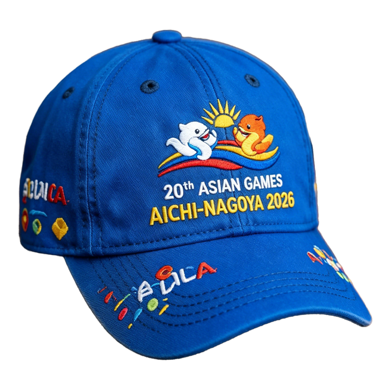 20th Asian Games Aichi-Nagoya 2026 Embroidered Gray Adjustable Cotton Denim Baseball Cap