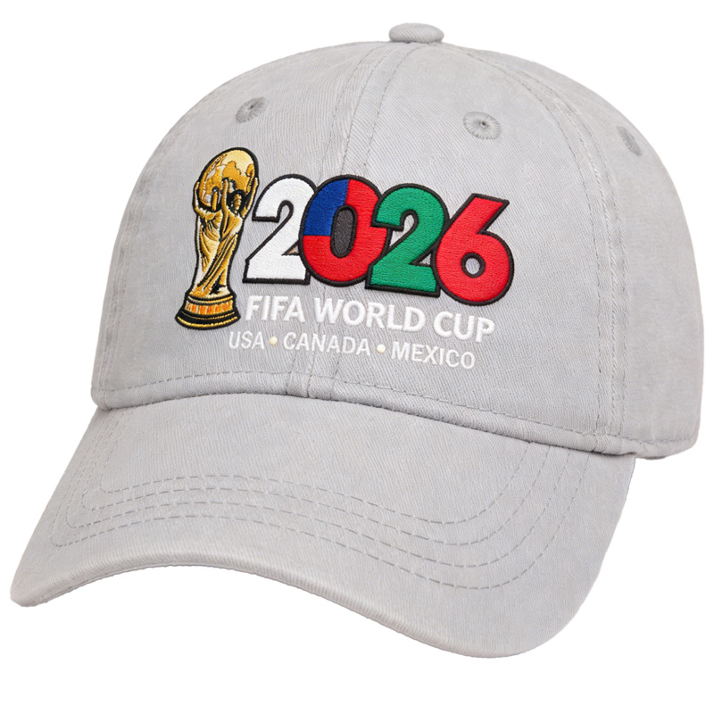 FIFA World Cup 2026 Hat with Embroidered Gray Adjustable Cotton Denim Baseball Cap