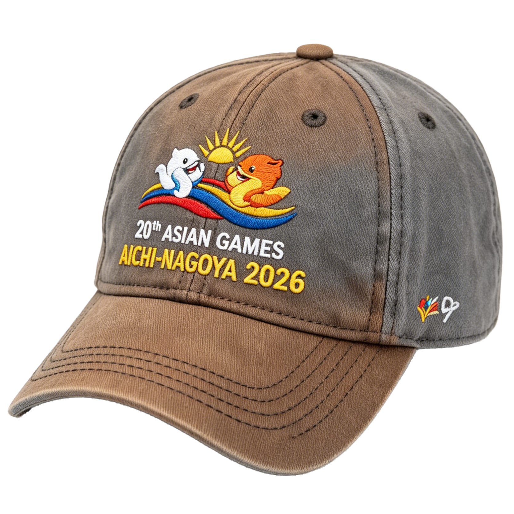 20th Asian Games Aichi-Nagoya 2026 Embroidered Gray Adjustable Cotton Denim Baseball Cap