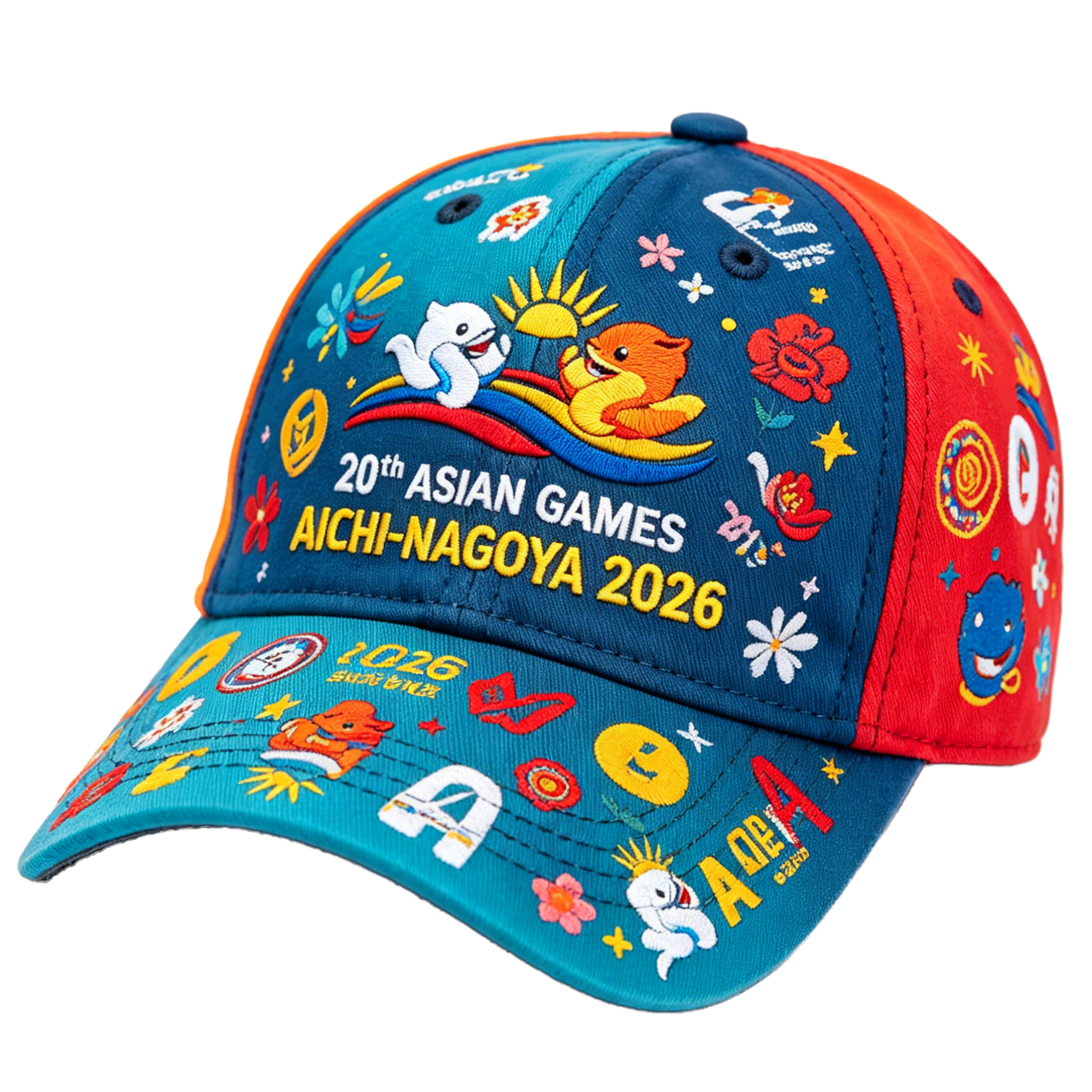 20th Asian Games Aichi-Nagoya 2026 Embroidered Gray Adjustable Cotton Denim Baseball Cap