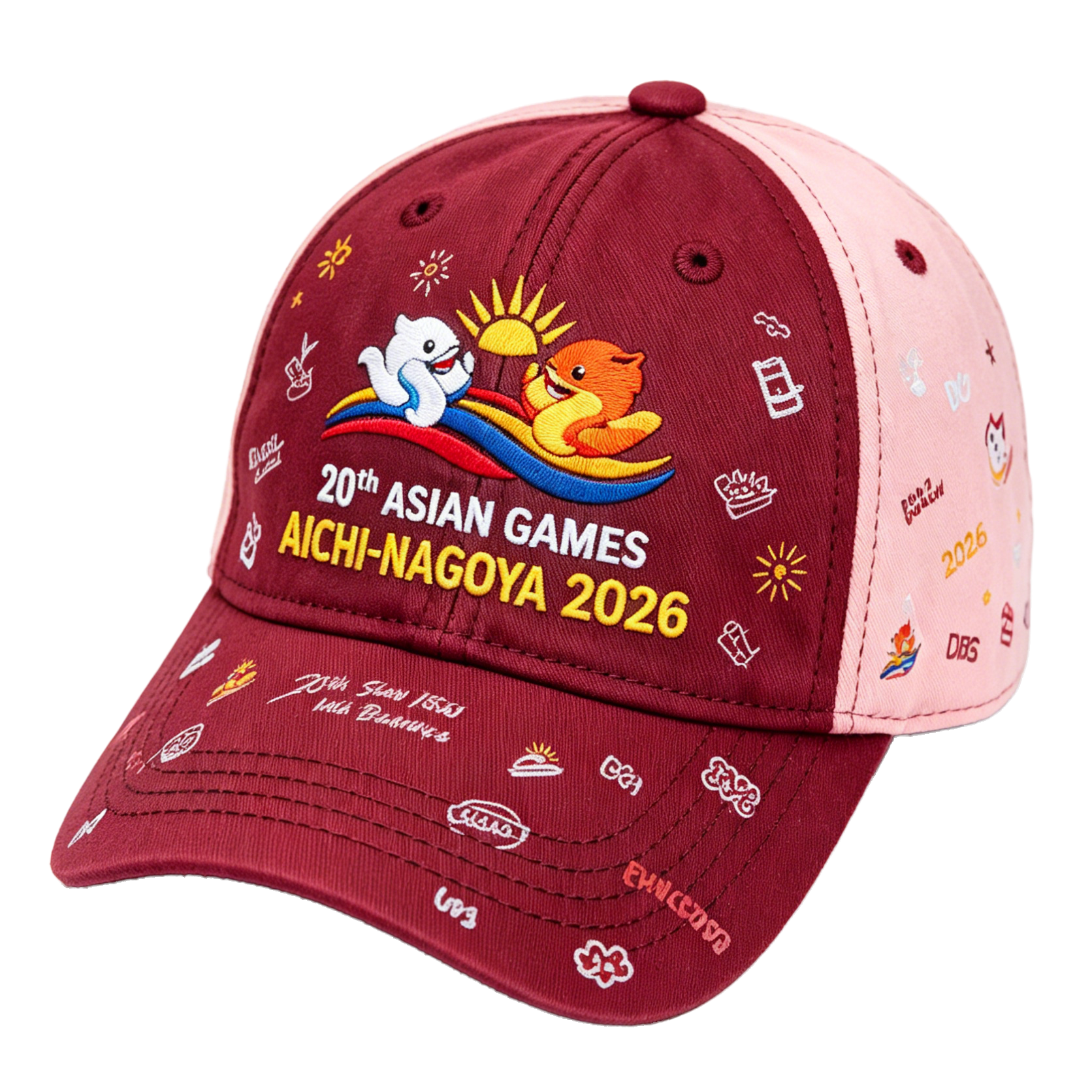 20th Asian Games Aichi-Nagoya 2026 Embroidered Gray Adjustable Cotton Denim Baseball Cap