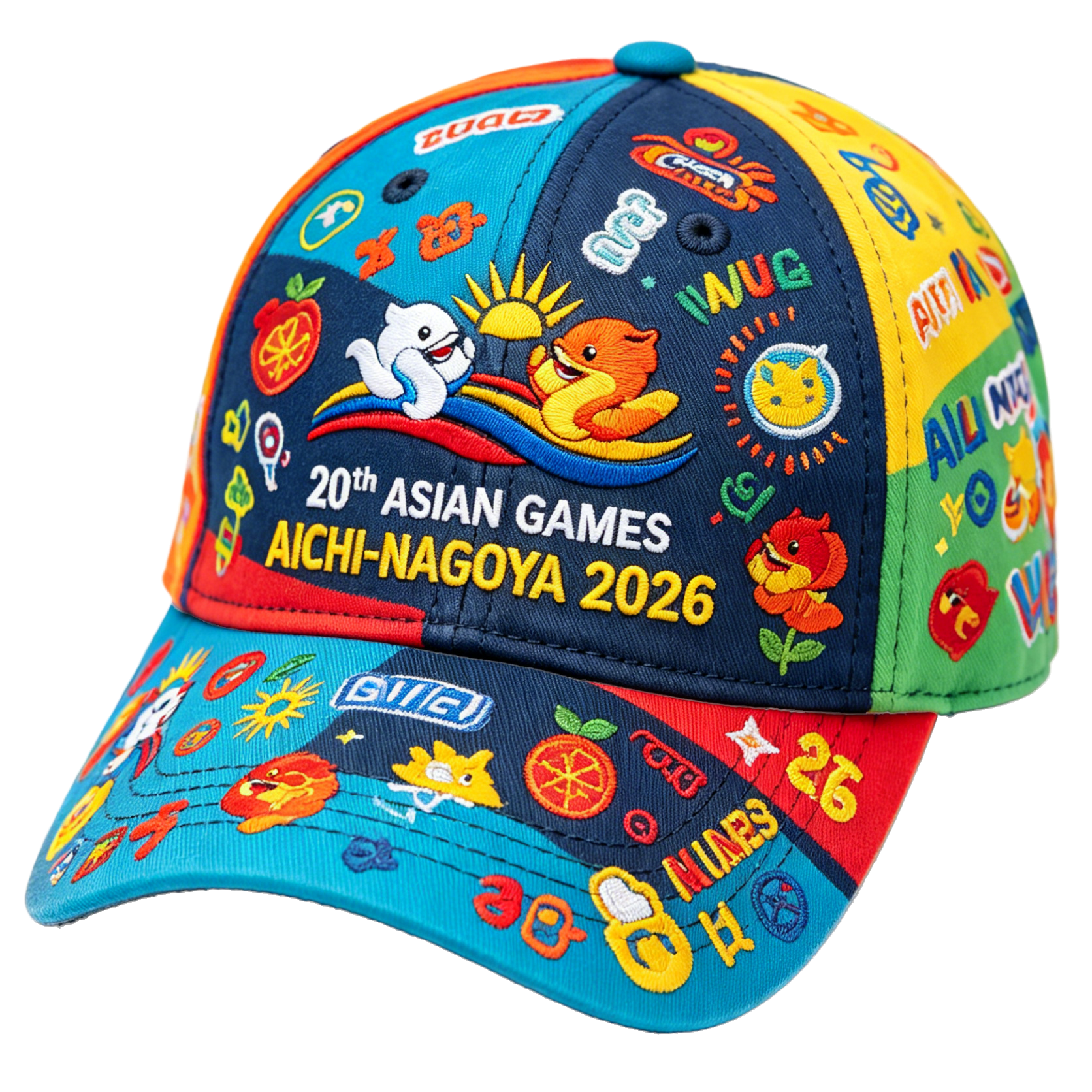20th Asian Games Aichi-Nagoya 2026 Embroidered Gray Adjustable Cotton Denim Baseball Cap