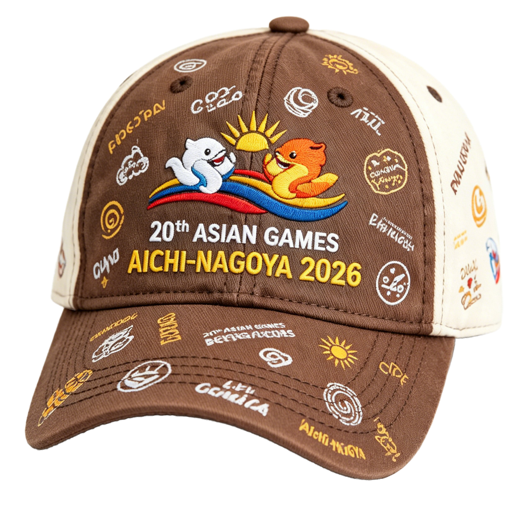 20th Asian Games Aichi-Nagoya 2026 Embroidered Gray Adjustable Cotton Denim Baseball Cap