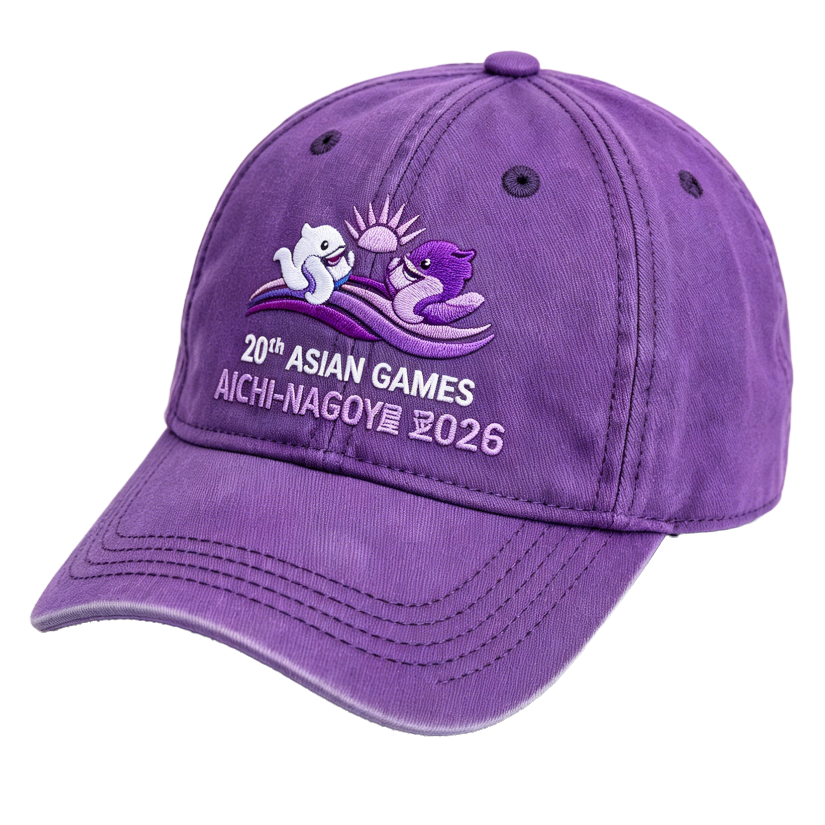 20th Asian Games Aichi-Nagoya 2026 Embroidered Gray Adjustable Cotton Denim Baseball Cap