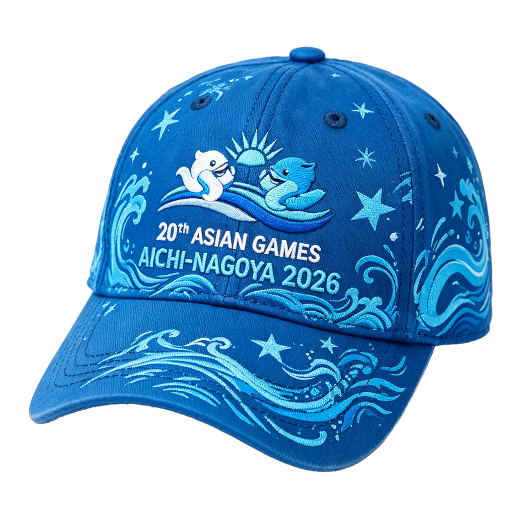 20th Asian Games Aichi-Nagoya 2026 Embroidered Gray Adjustable Cotton Denim Baseball Cap