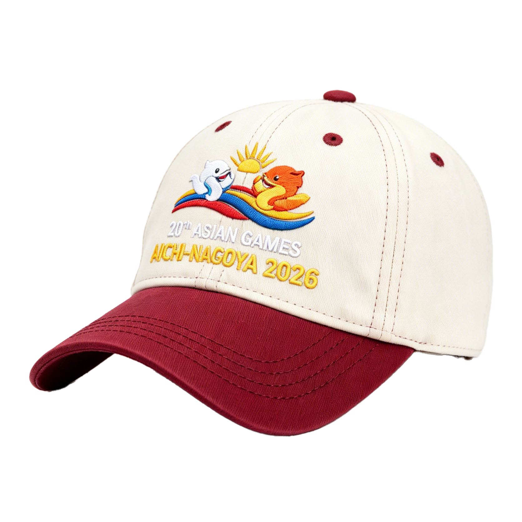 20th Asian Games Aichi-Nagoya 2026 Embroidered Gray Adjustable Cotton Denim Baseball Cap