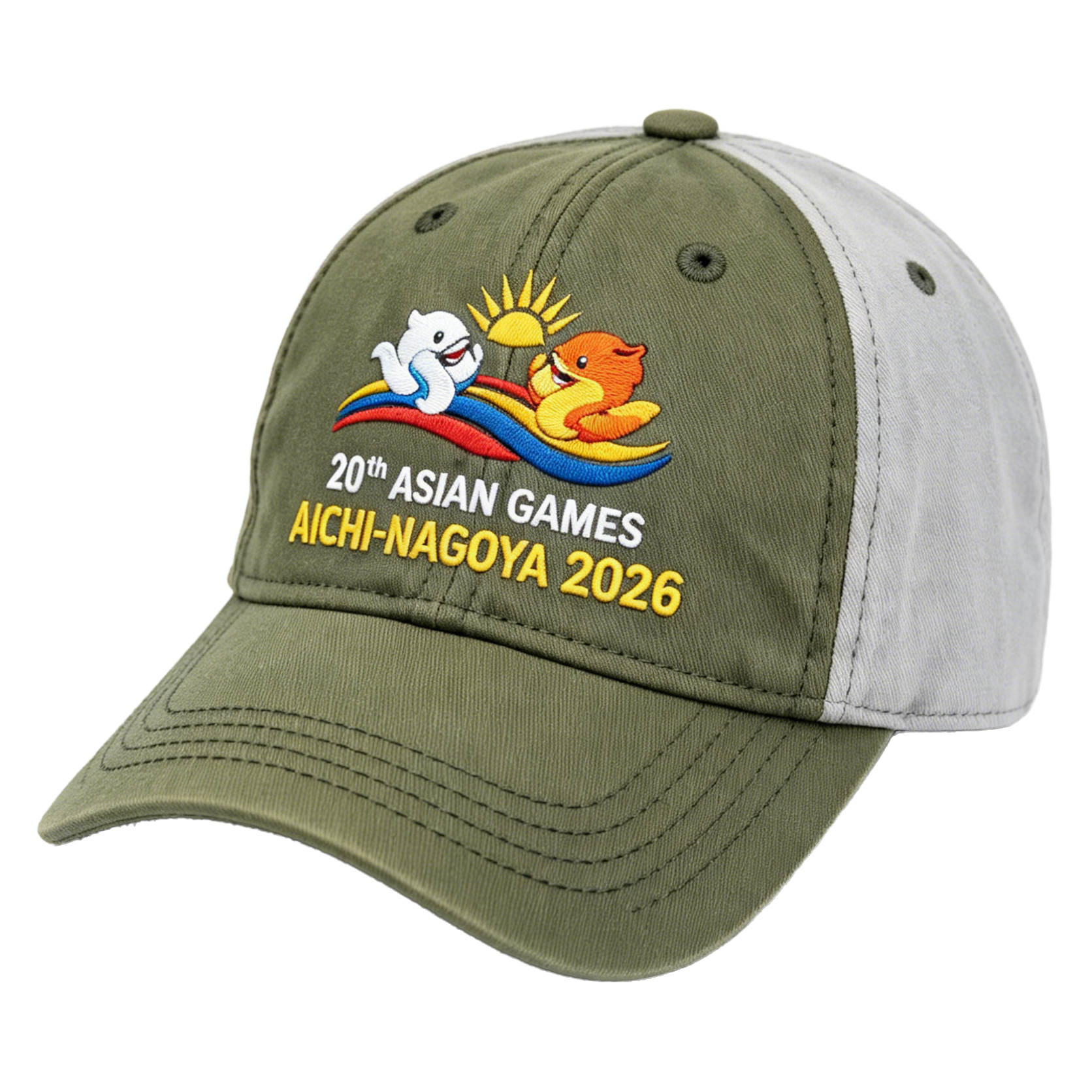 20th Asian Games Aichi-Nagoya 2026 Embroidered Gray Adjustable Cotton Denim Baseball Cap