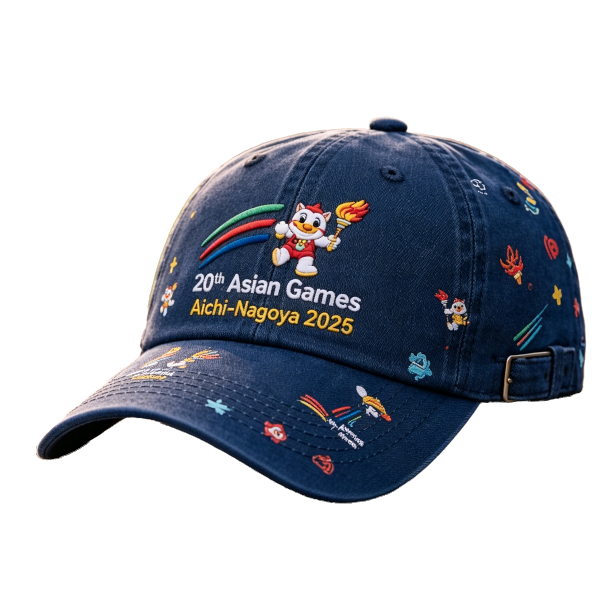 20th Asian Games Aichi-Nagoya 2026 Embroidered Gray Adjustable Cotton Denim Baseball Cap for Baseball Cap| Baseball Cap | xhcaps.com