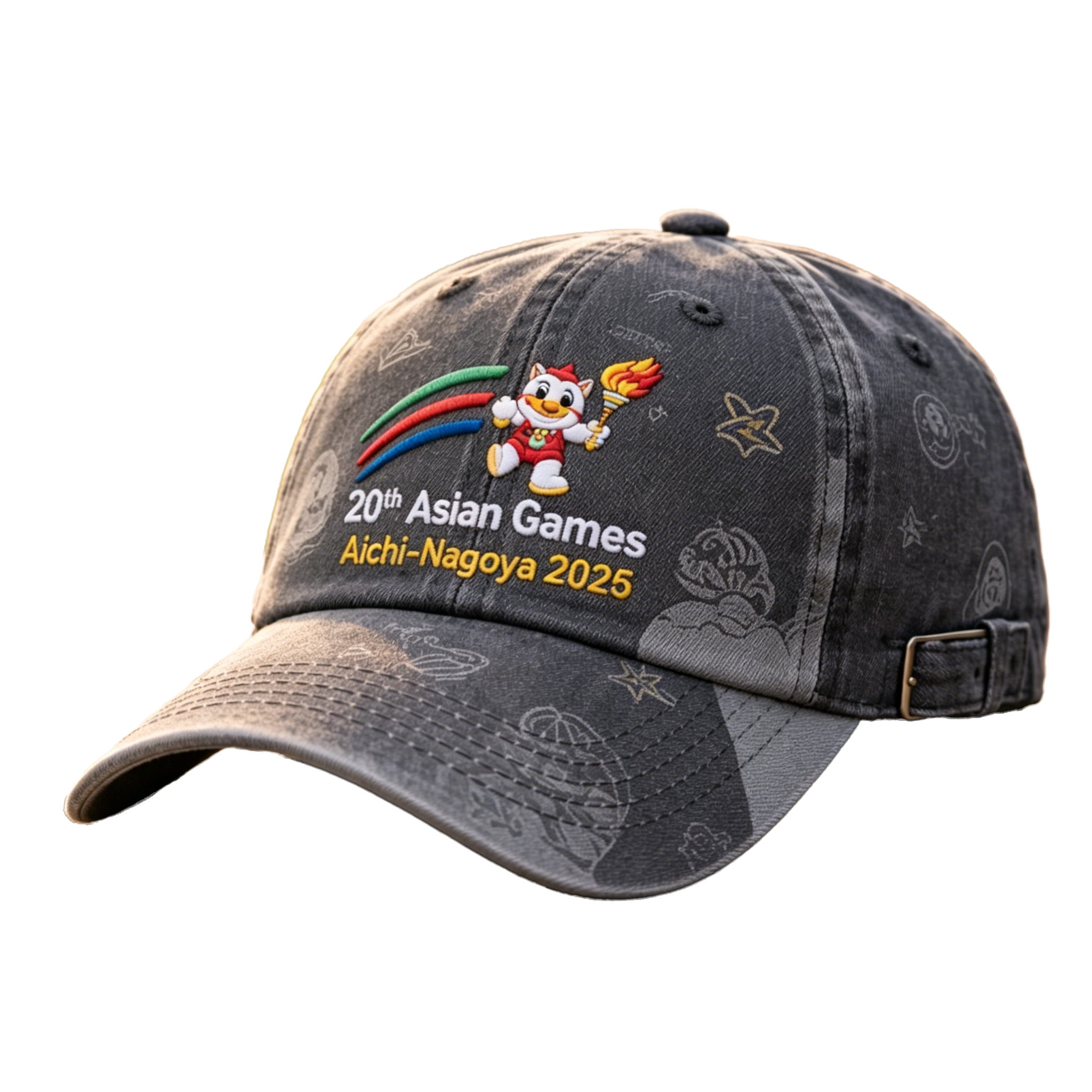 20th Asian Games Aichi-Nagoya 2026 Embroidered Gray Adjustable Cotton Denim Baseball Cap for Baseball Cap| Baseball Cap | xhcaps.com