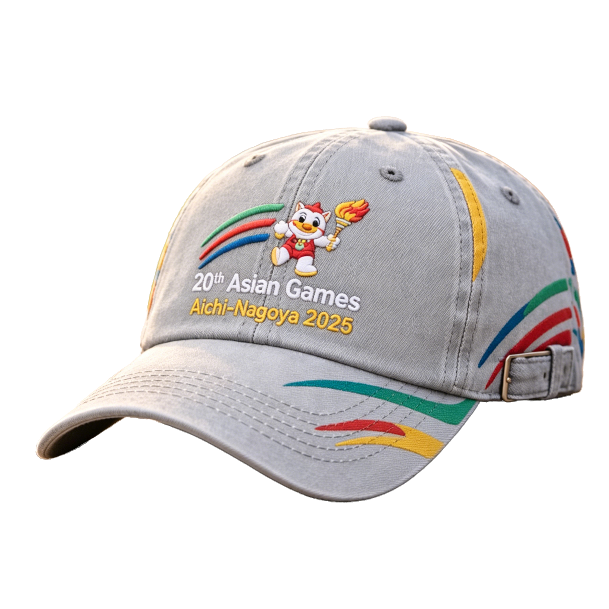 20th Asian Games Aichi-Nagoya 2026 Embroidered Gray Adjustable Cotton Denim Baseball Cap for Baseball Cap| Baseball Cap | xhcaps.com