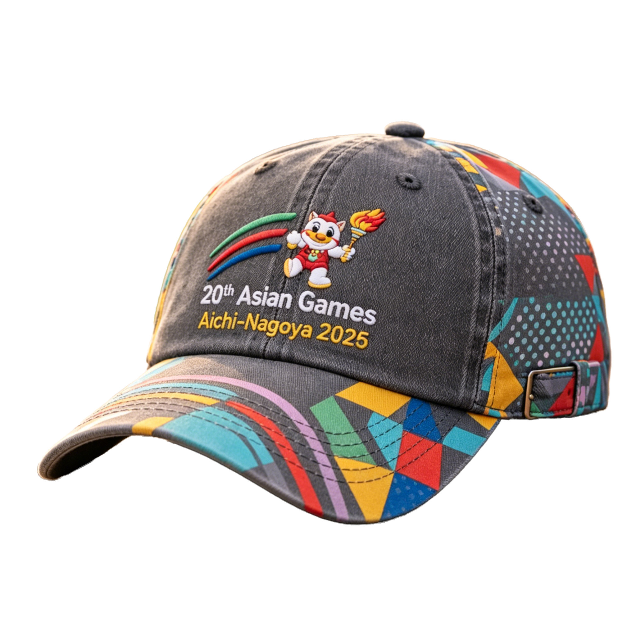 2026 Aichi-Nagoya Asian Games Gray Denim Embroidered Baseball Cap | Adjustable Sports Hat | xhcaps.com