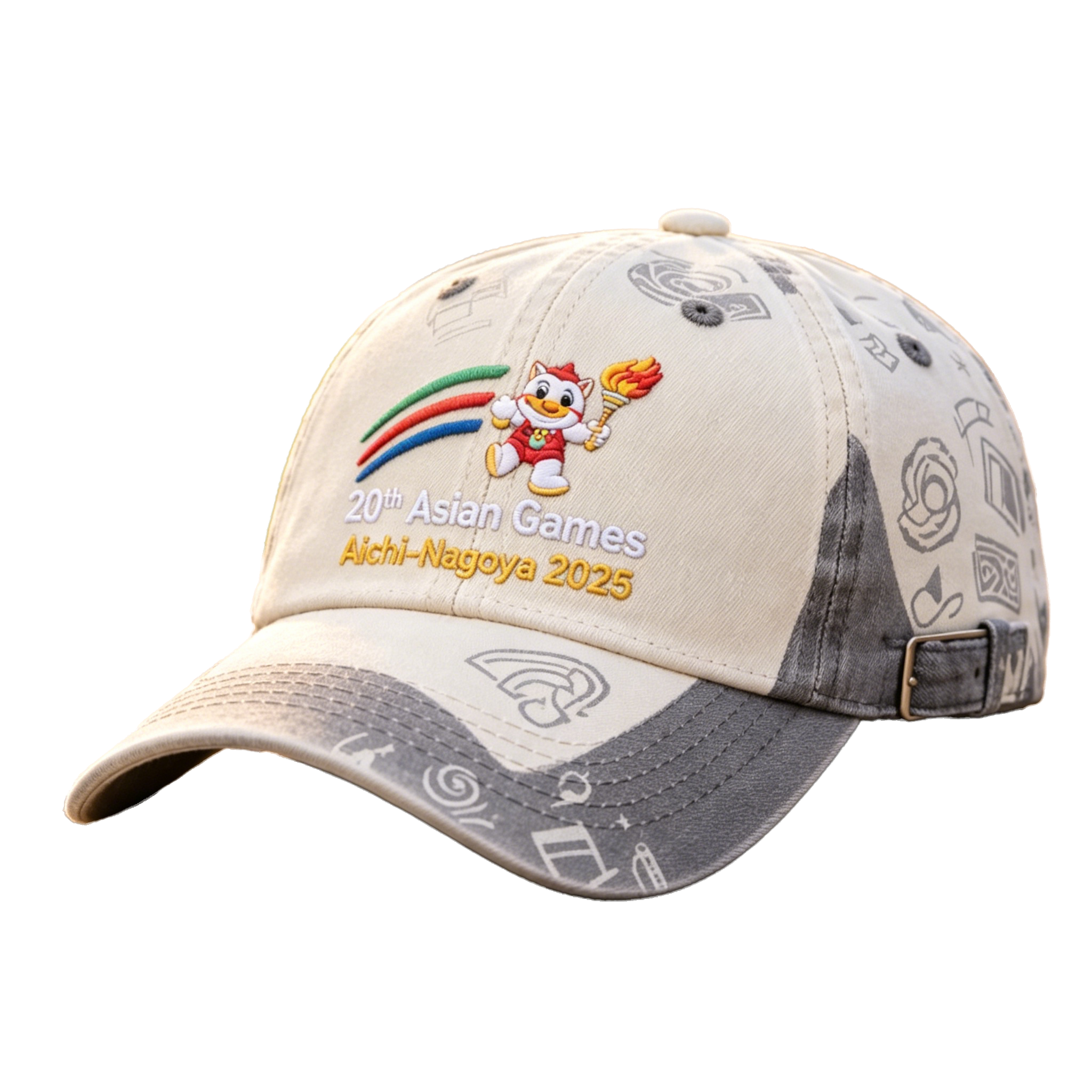 2026 Aichi-Nagoya Asian Games Gray Denim Embroidered Cap | Adjustable Sports Fan Hat | xhcaps.com