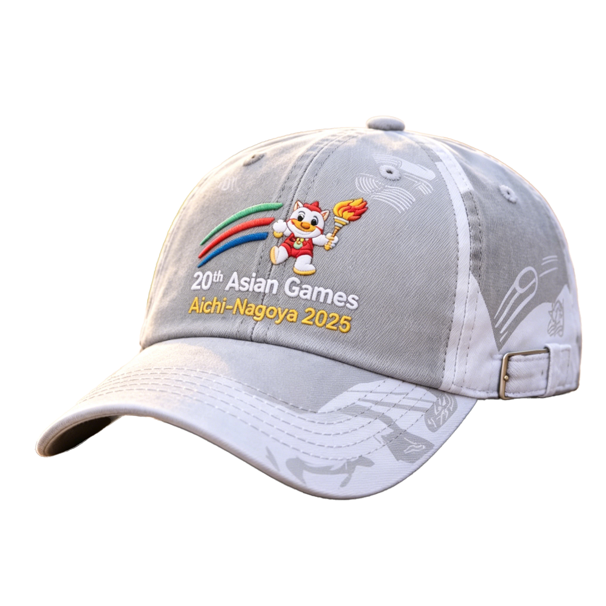 2026 Aichi-Nagoya Asian Games Embroidered Gray Denim Baseball Cap | Adjustable Fan Headwear | xhcaps.com