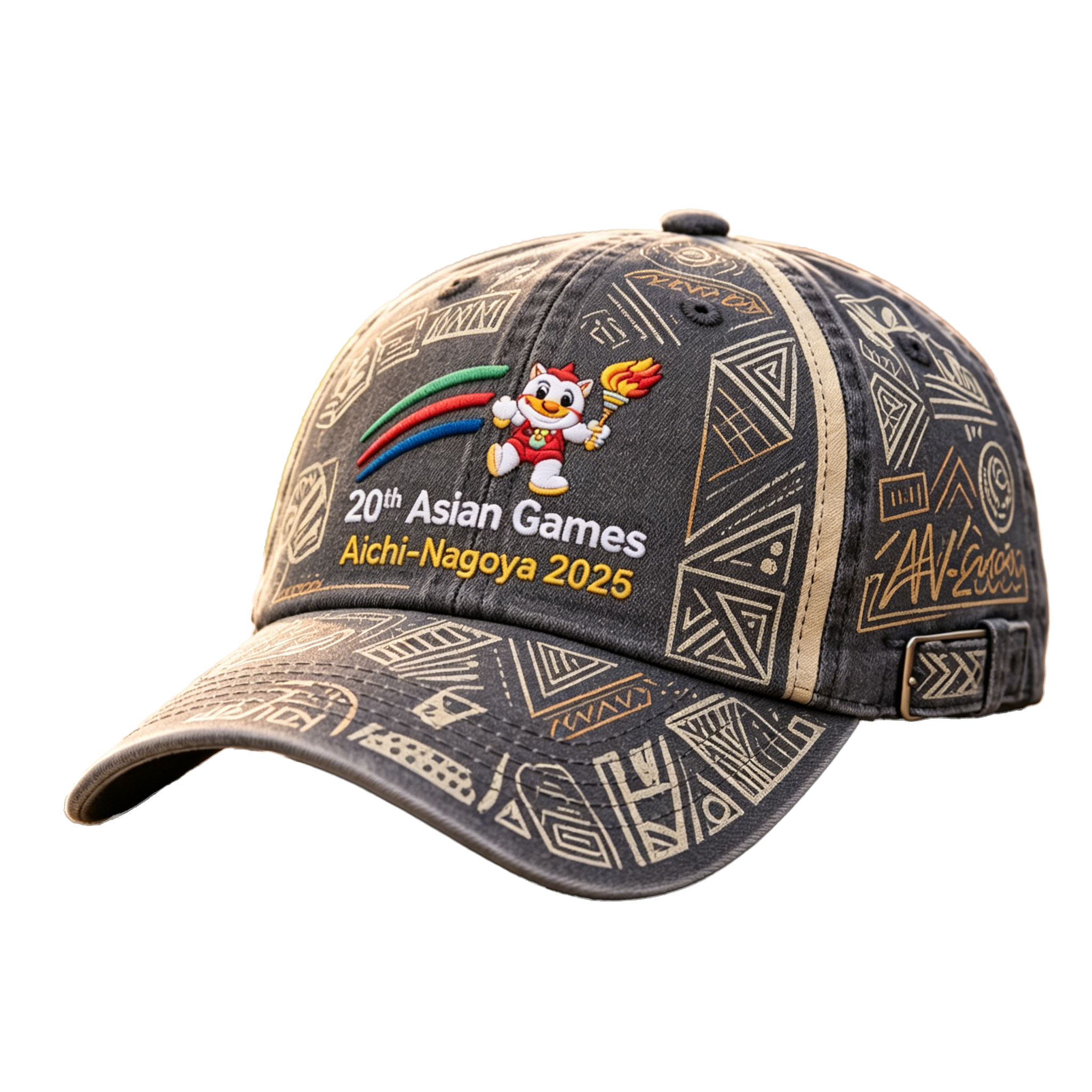 2026 Aichi-Nagoya Asian Games Gray Denim Embroidered Cap | Adjustable Unisex Fan Hat | xhcaps.com
