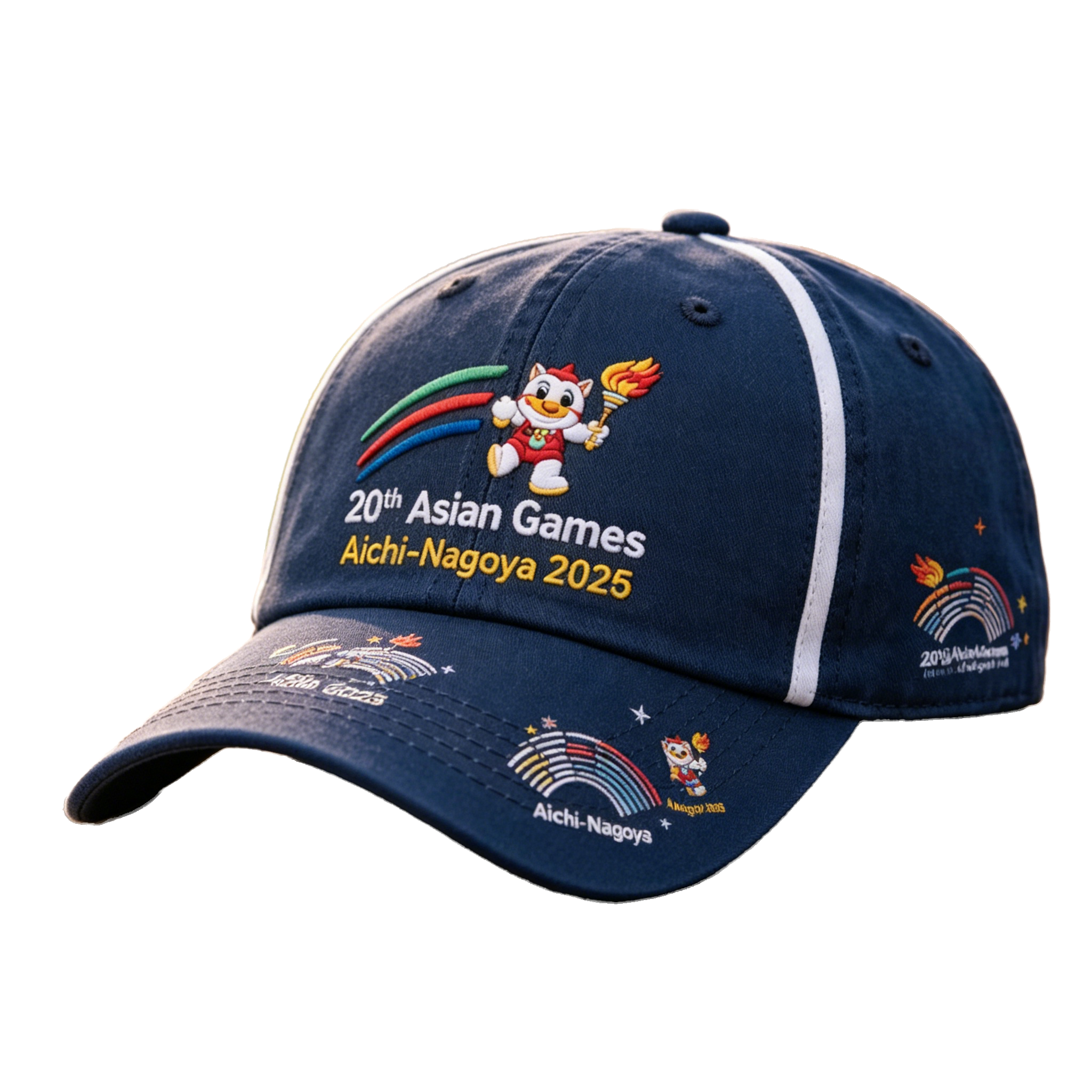 2026 Aichi-Nagoya Asian Games Embroidered Gray Denim Cap | Adjustable Sports Fan Hat | xhcaps.com