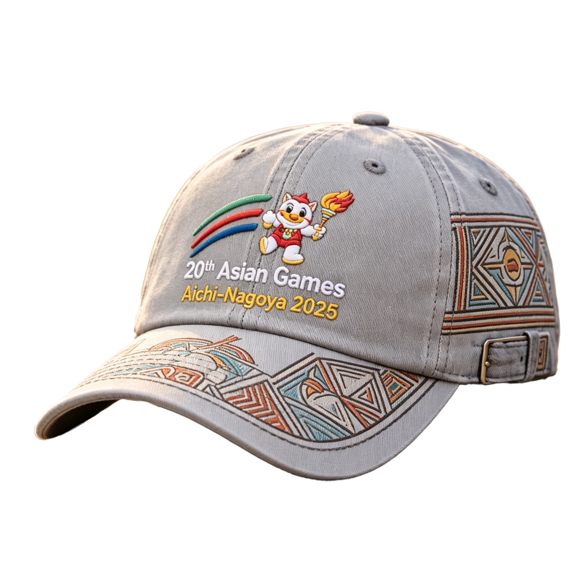 2026 Aichi-Nagoya Asian Games Gray Denim Embroidered Fan Cap | Unisex Adjustable Headwear | xhcaps.com