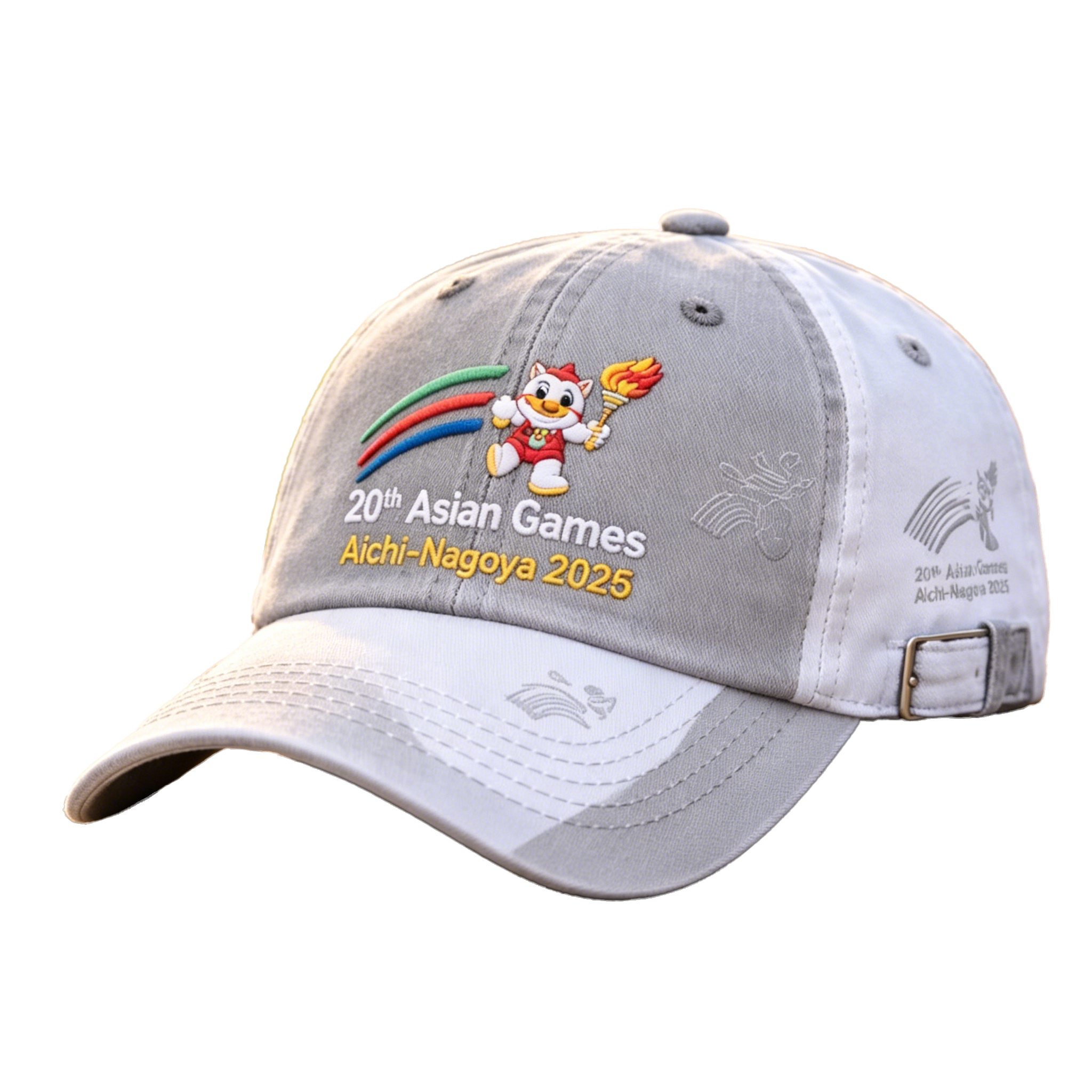 2026 Aichi-Nagoya Asian Games Grey Denim Fan Cap | Embroidered Sports Adjustable Hat | xhcaps.com