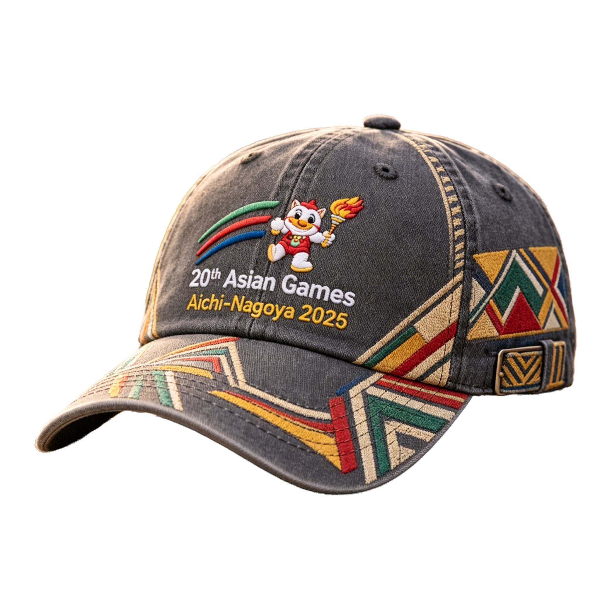 2026 Aichi-Nagoya Asian Games Gray Denim Embroidered Cap | Unisex Adjustable Fan Headwear | xhcaps.com