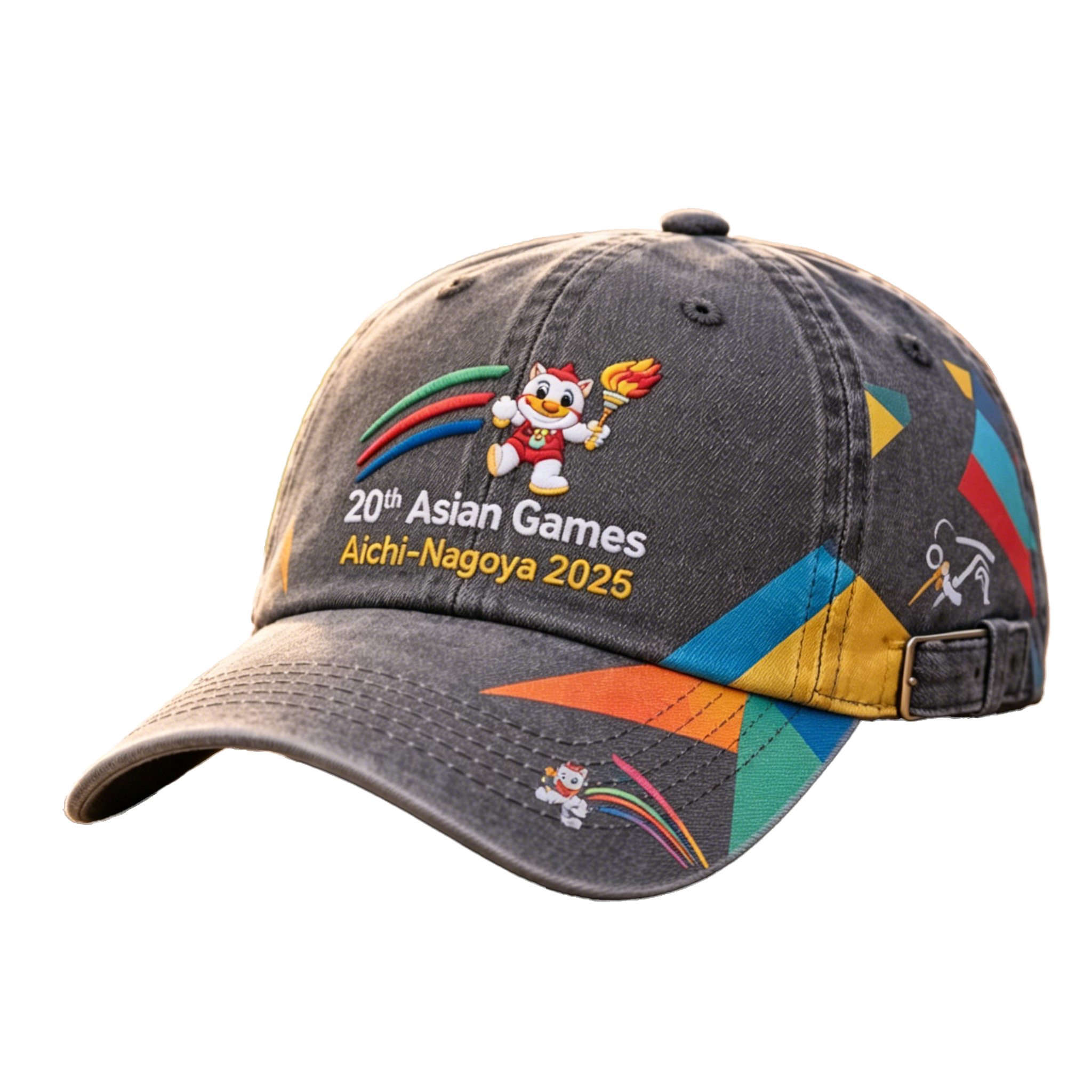 2026 Aichi-Nagoya Asian Games Grey Denim Fan Cap | Embroidered Sports Adjustable Headwear | xhcaps.com