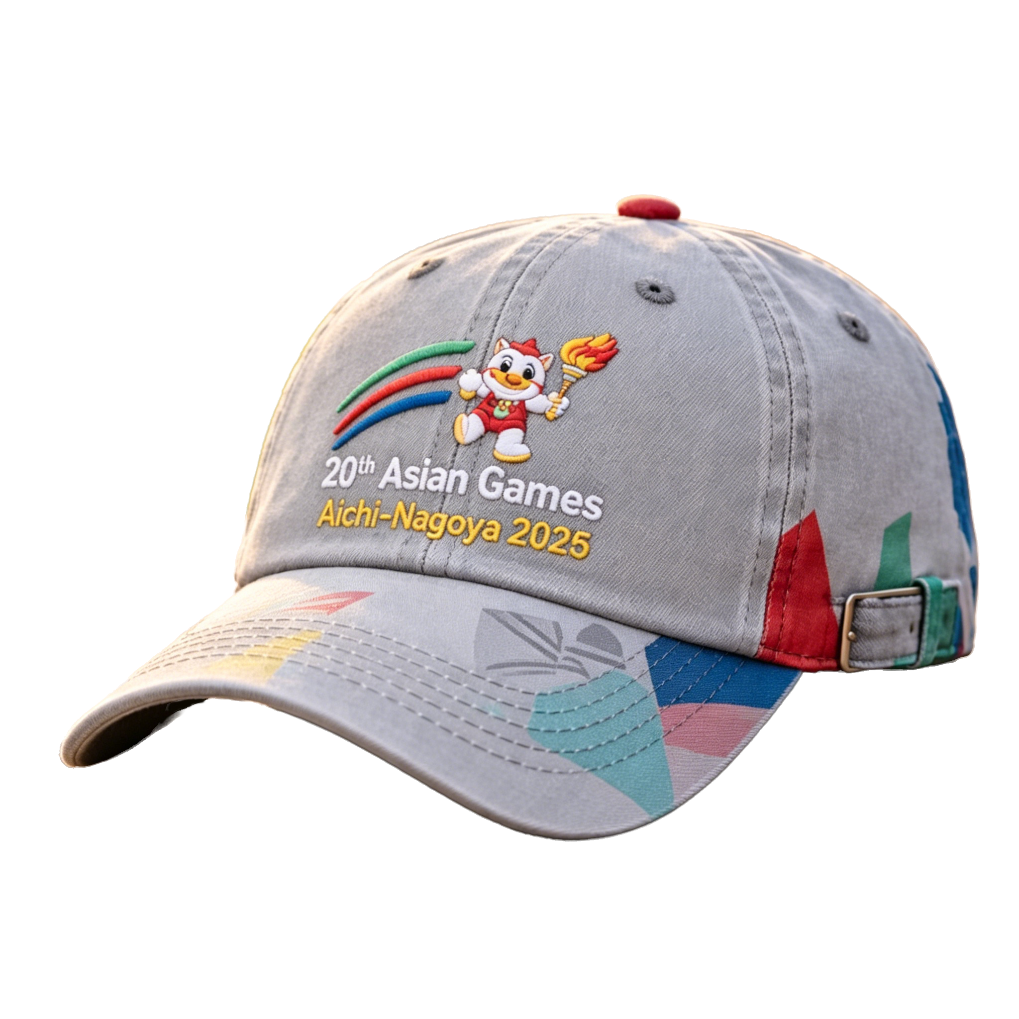 2026 Aichi-Nagoya Asian Games Grey Denim Cap | Fan Embroidered Adjustable Sports Hat | xhcaps.com