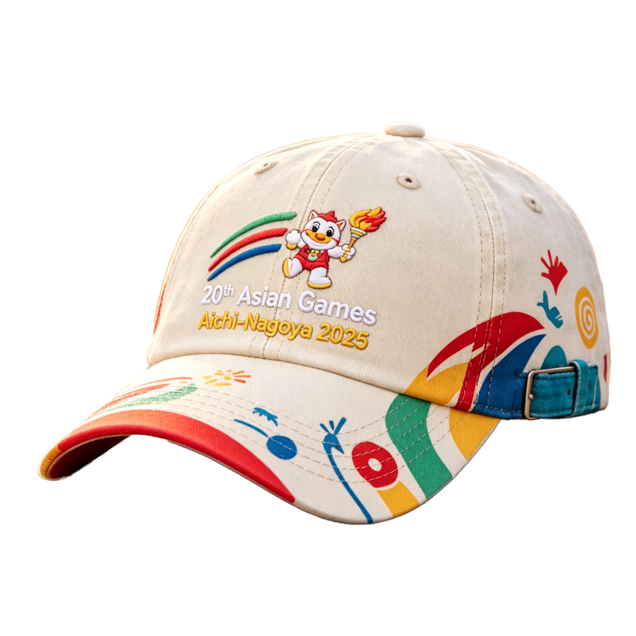 2026 Aichi-Nagoya Asian Games Grey Denim Fan Cap | 3D Embroidered Sports Adjustable Hat | xhcaps.com