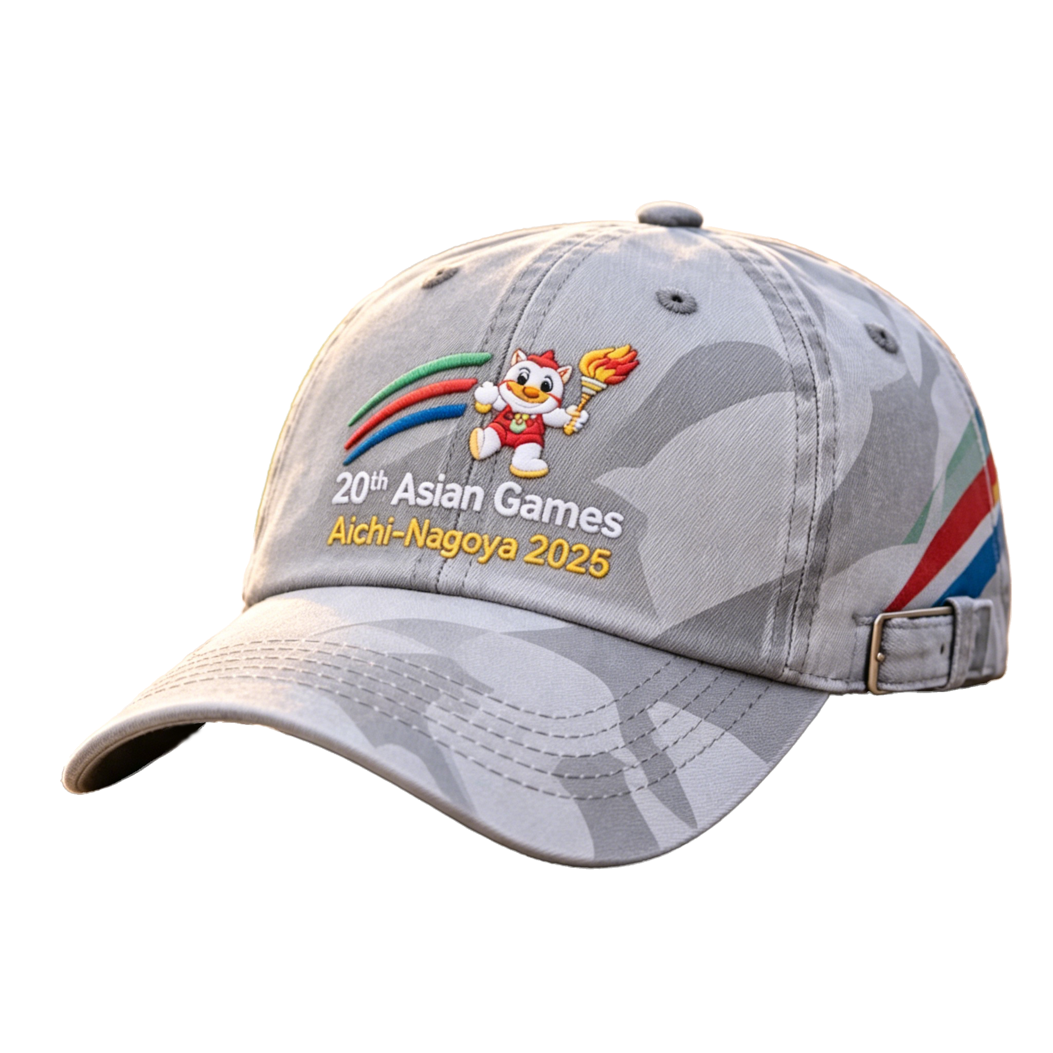 2026 Aichi-Nagoya Asian Games Grey Denim Fan Cap | Embroidered Adjustable Sports Headwear | xhcaps.com