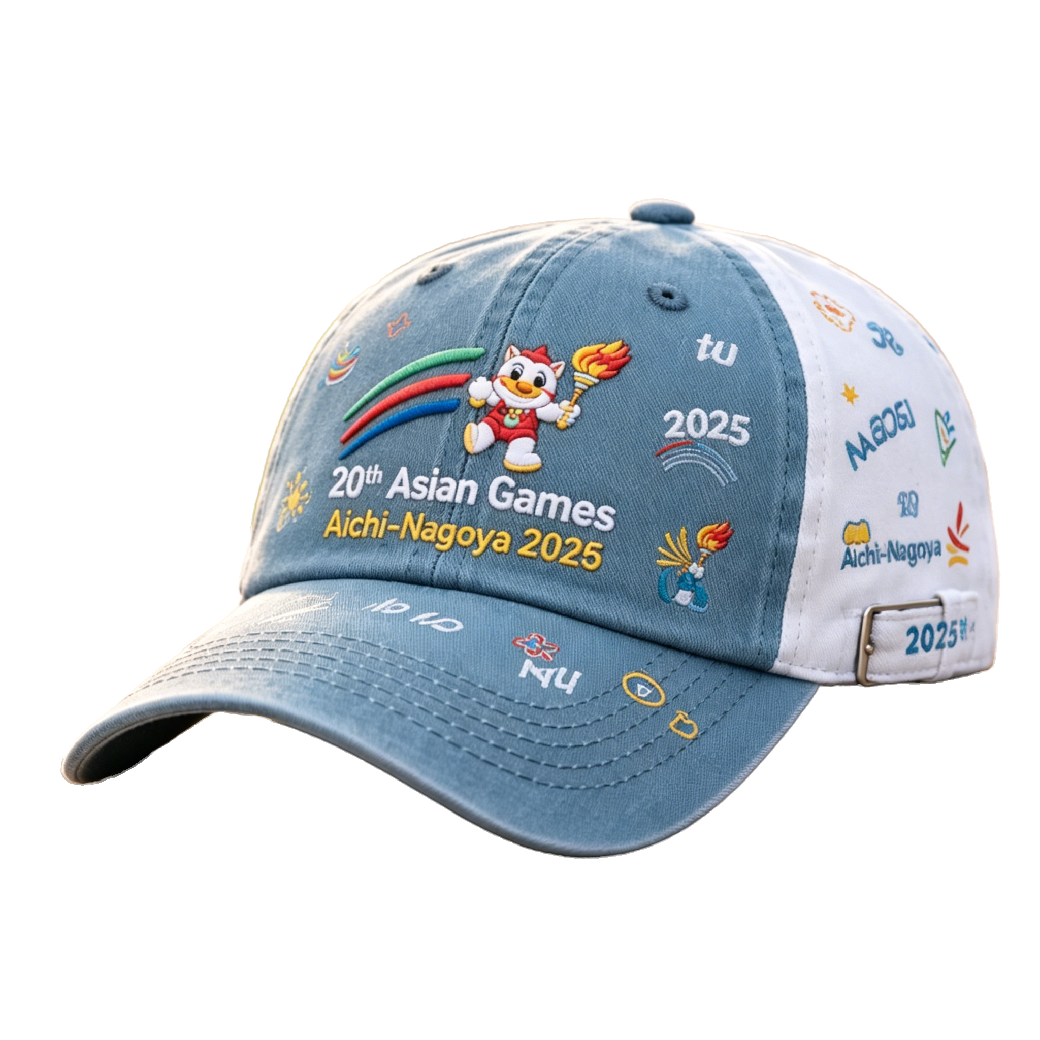 2026 Aichi-Nagoya Asian Games Grey Denim Fan Cap | Adjustable Embroidered Sports Headwear | xhcaps.com