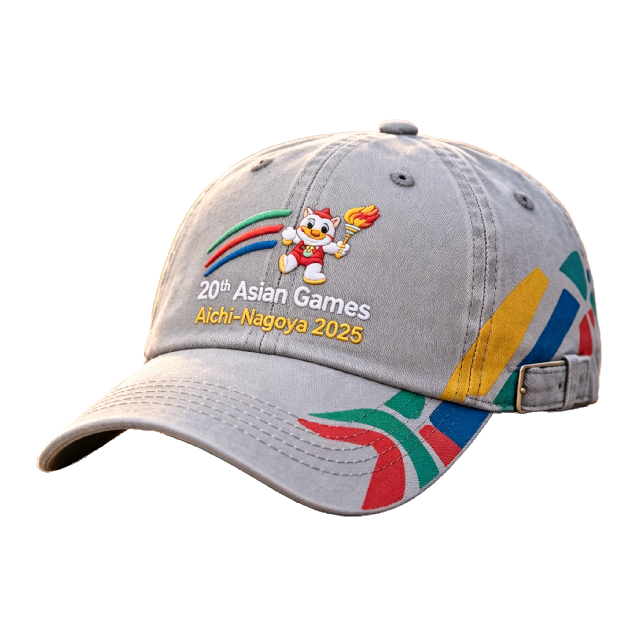 2026 Aichi-Nagoya Asian Games Grey Denim Fan Cap | Adjustable Embroidered Sports Headwear | xhcaps.com