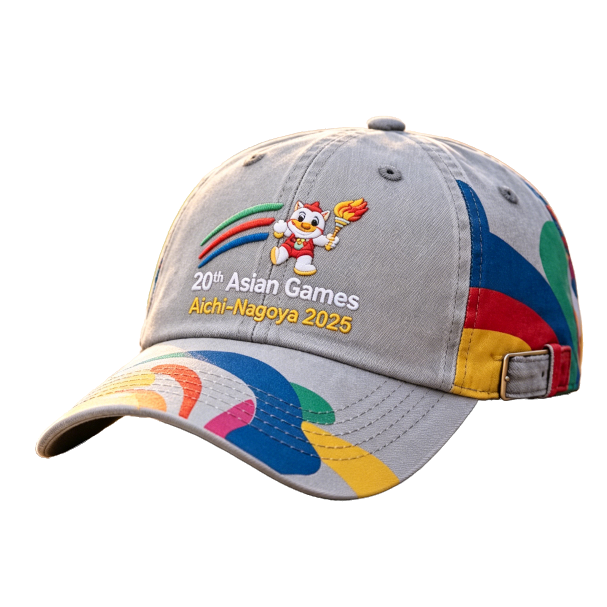 2026 Aichi-Nagoya Asian Games Grey Denim Fan Cap | Embroidered Sports Adjustable Headwear | xhcaps.com