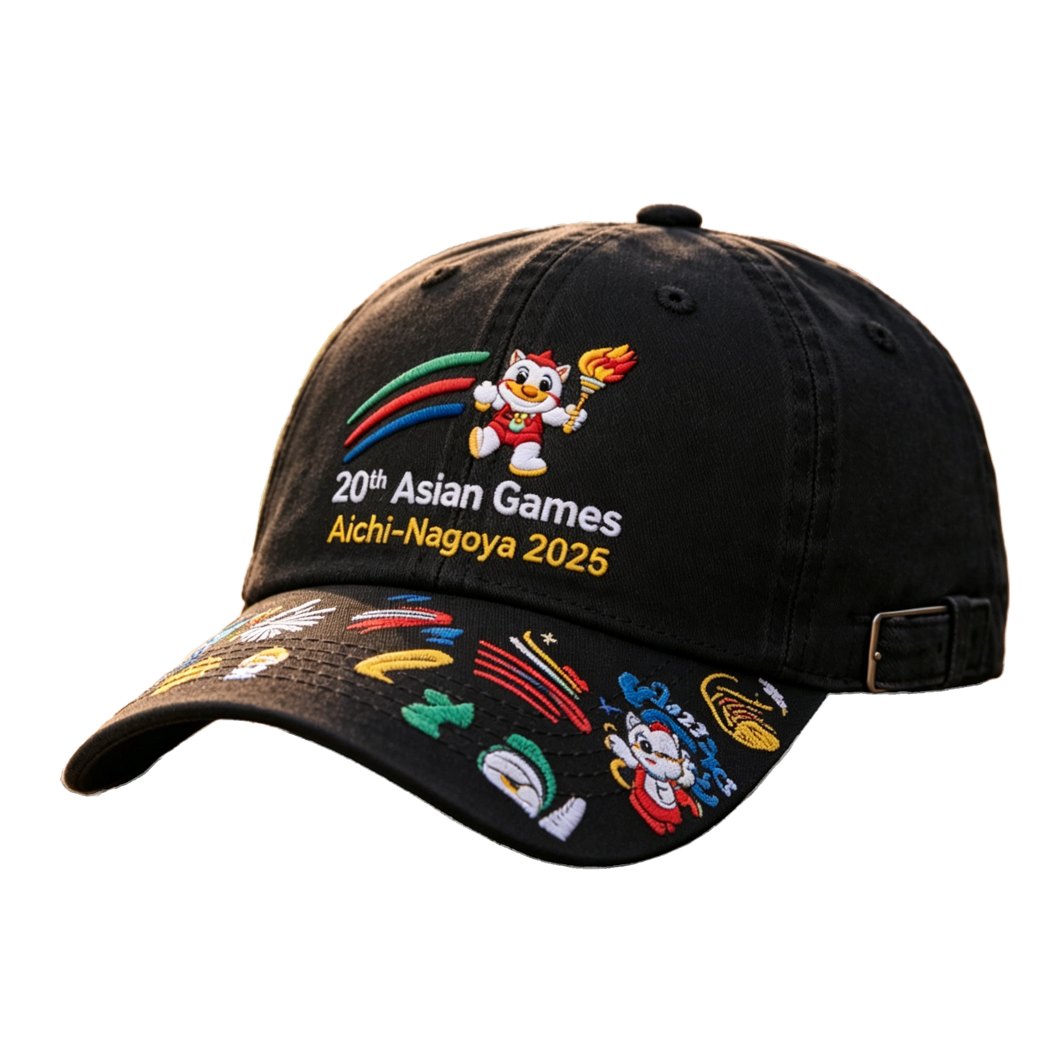 2026 Aichi-Nagoya Asian Games Grey Denim Fan Cap | Embroidered Adjustable Sports Headwear | xhcaps.com