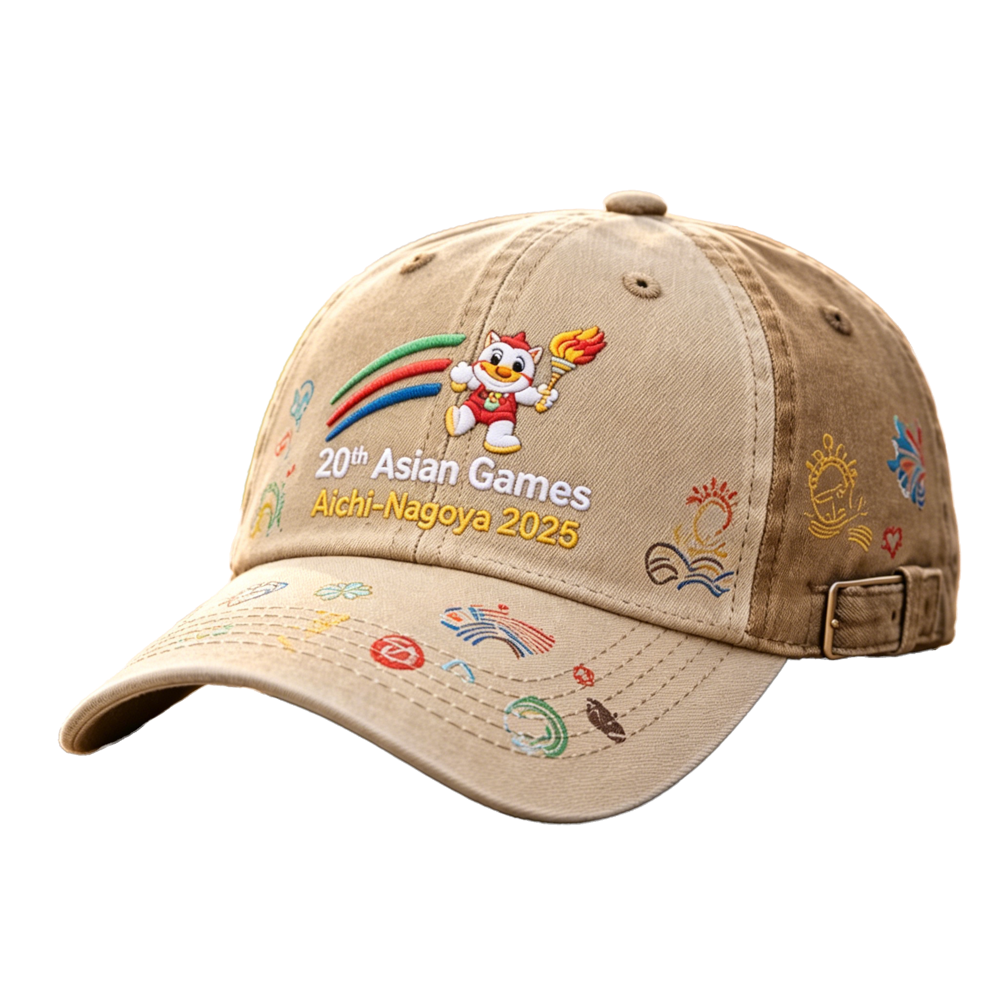 2026 Aichi-Nagoya Asian Games Grey Denim Fan Cap | Embroidered Adjustable Sports Headwear | xhcaps.com