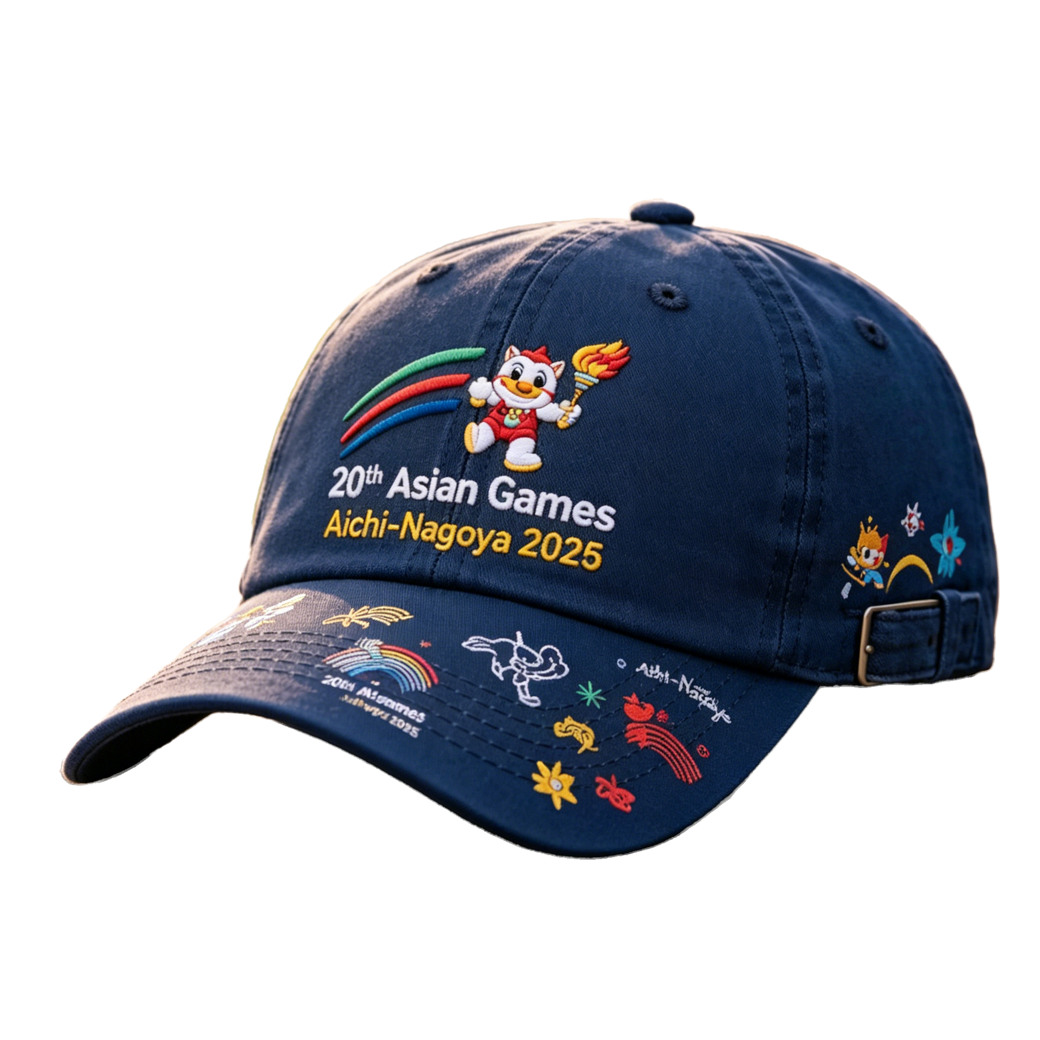 2026 Aichi-Nagoya Asian Games Grey Denim Fan Cap | Embroidered Adjustable Sports Headwear | xhcaps.com