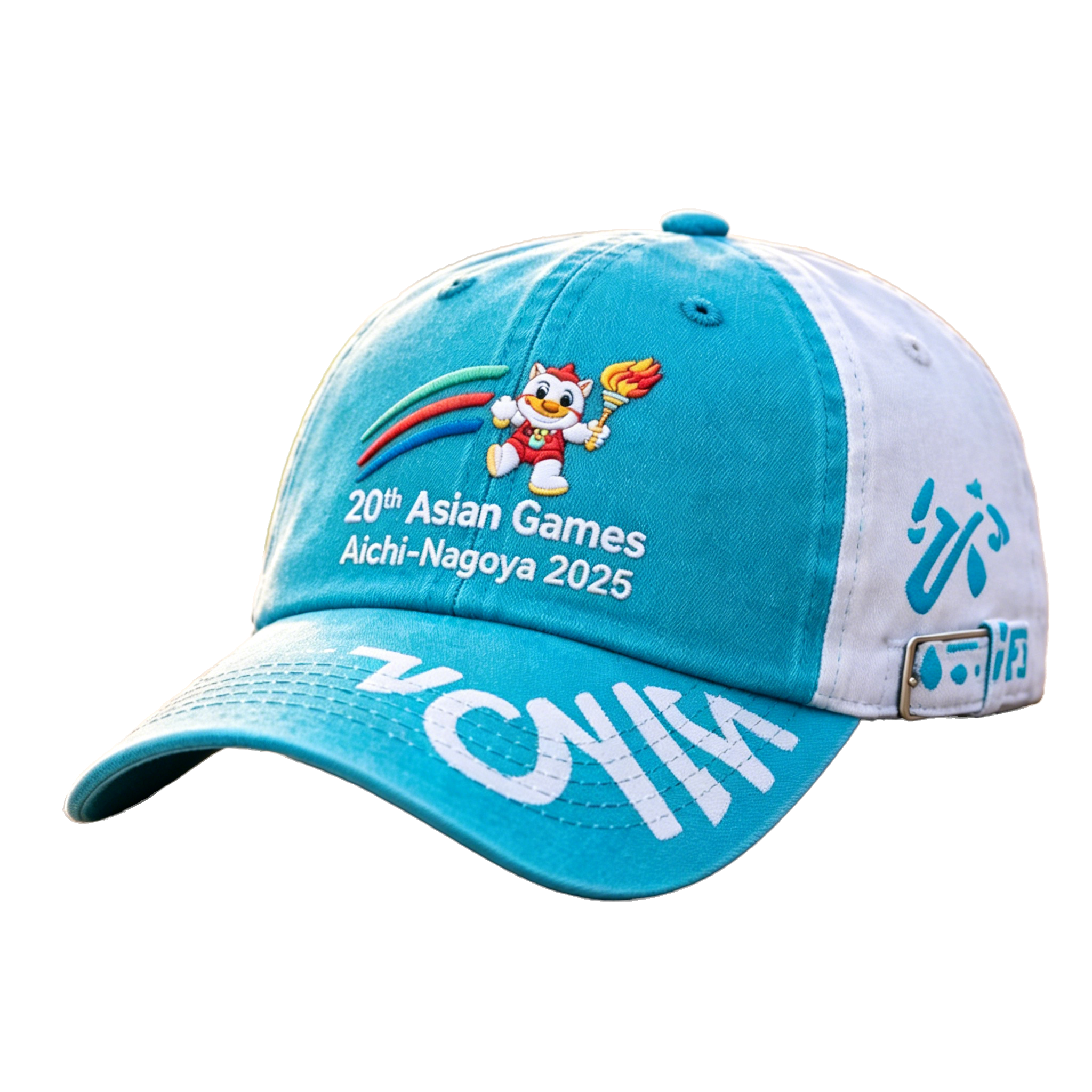 2026 Aichi-Nagoya Asian Games Grey Denim Fan Cap | Embroidered Adjustable Sports Headwear | xhcaps.com