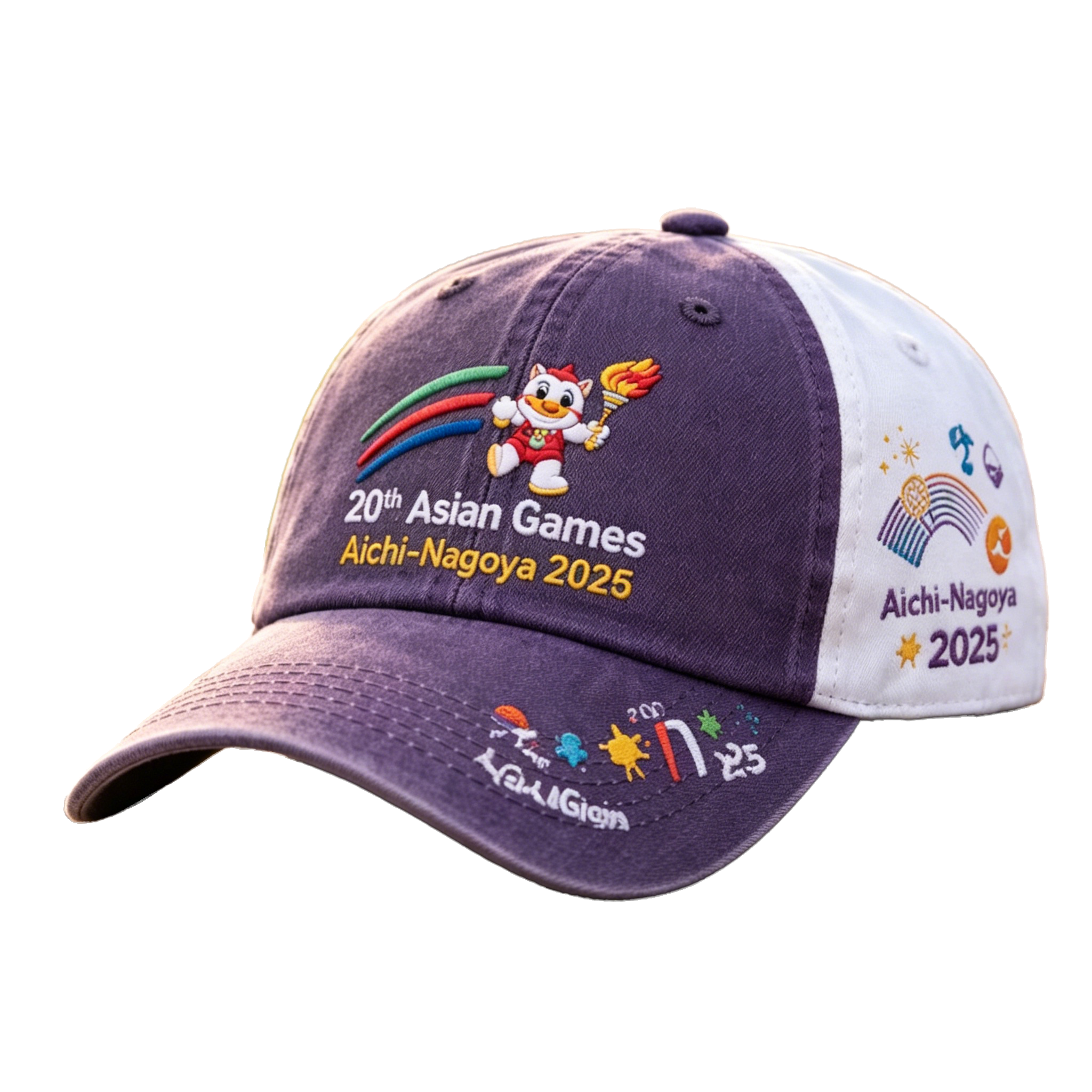 2026 Aichi-Nagoya Asian Games Grey Denim Fan Cap | Embroidered Adjustable Sports Headwear | xhcaps.com