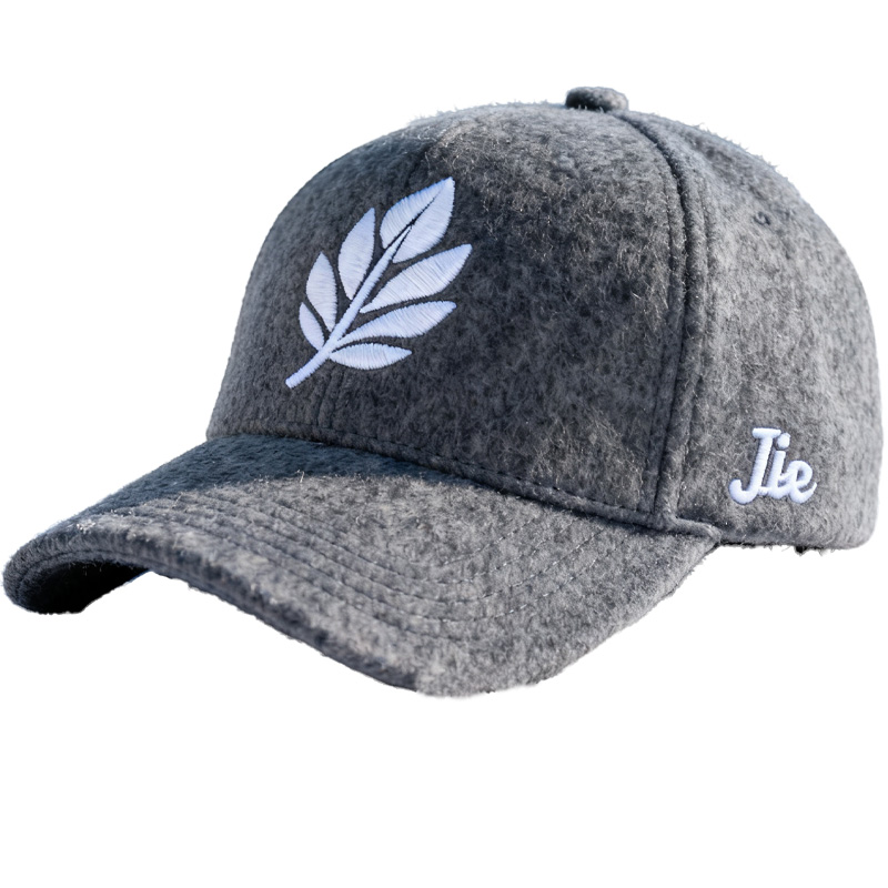 Custom Embroidered Gray Snapback Adjustable Wool Blend Baseball Cap