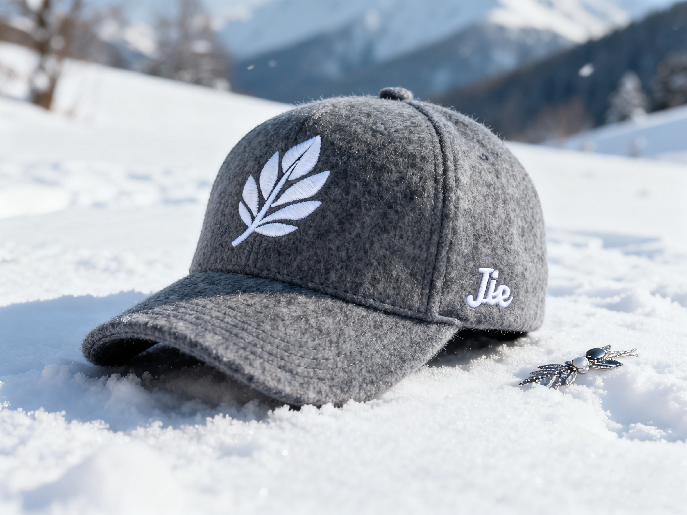 Custom Embroidered Gray Snapback Adjustable Wool Blend Baseball Cap