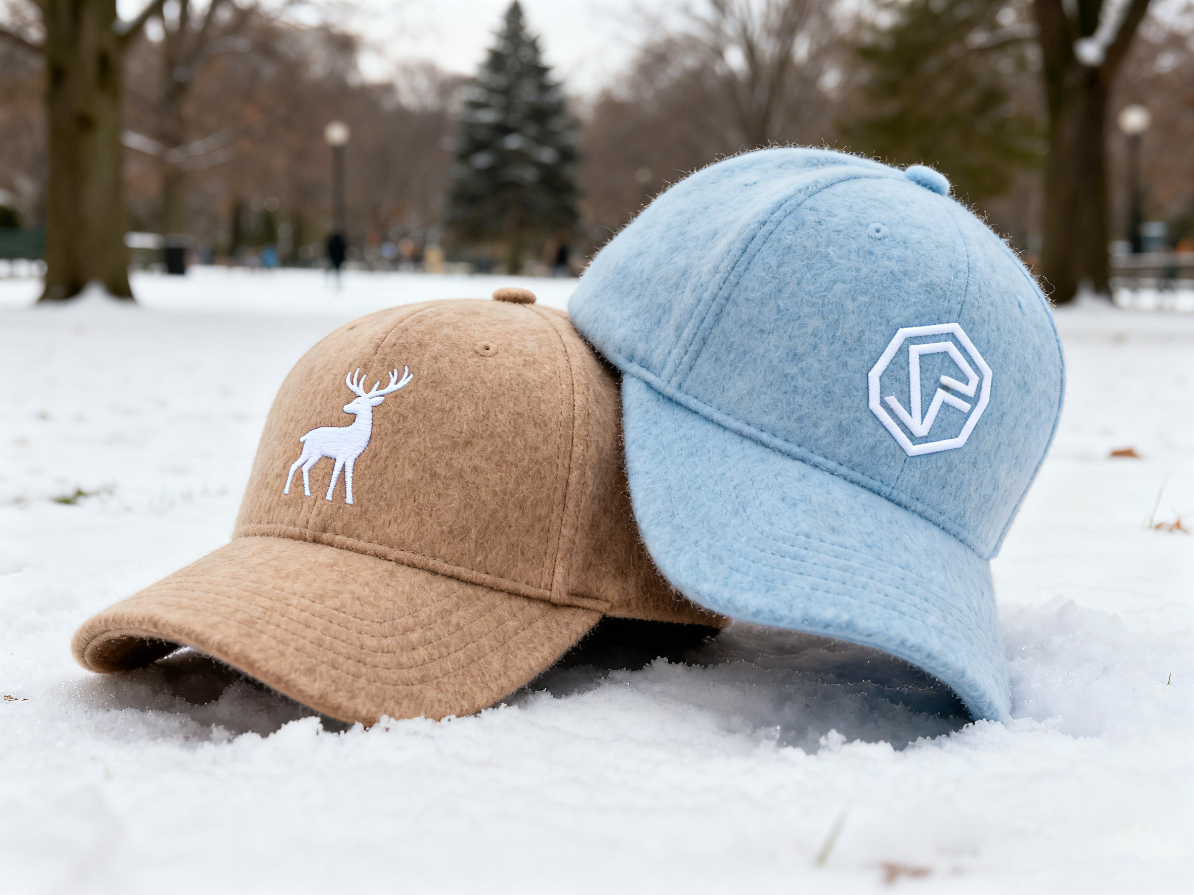 Custom Embroidered Gray Snapback Adjustable Wool Blend Baseball Cap