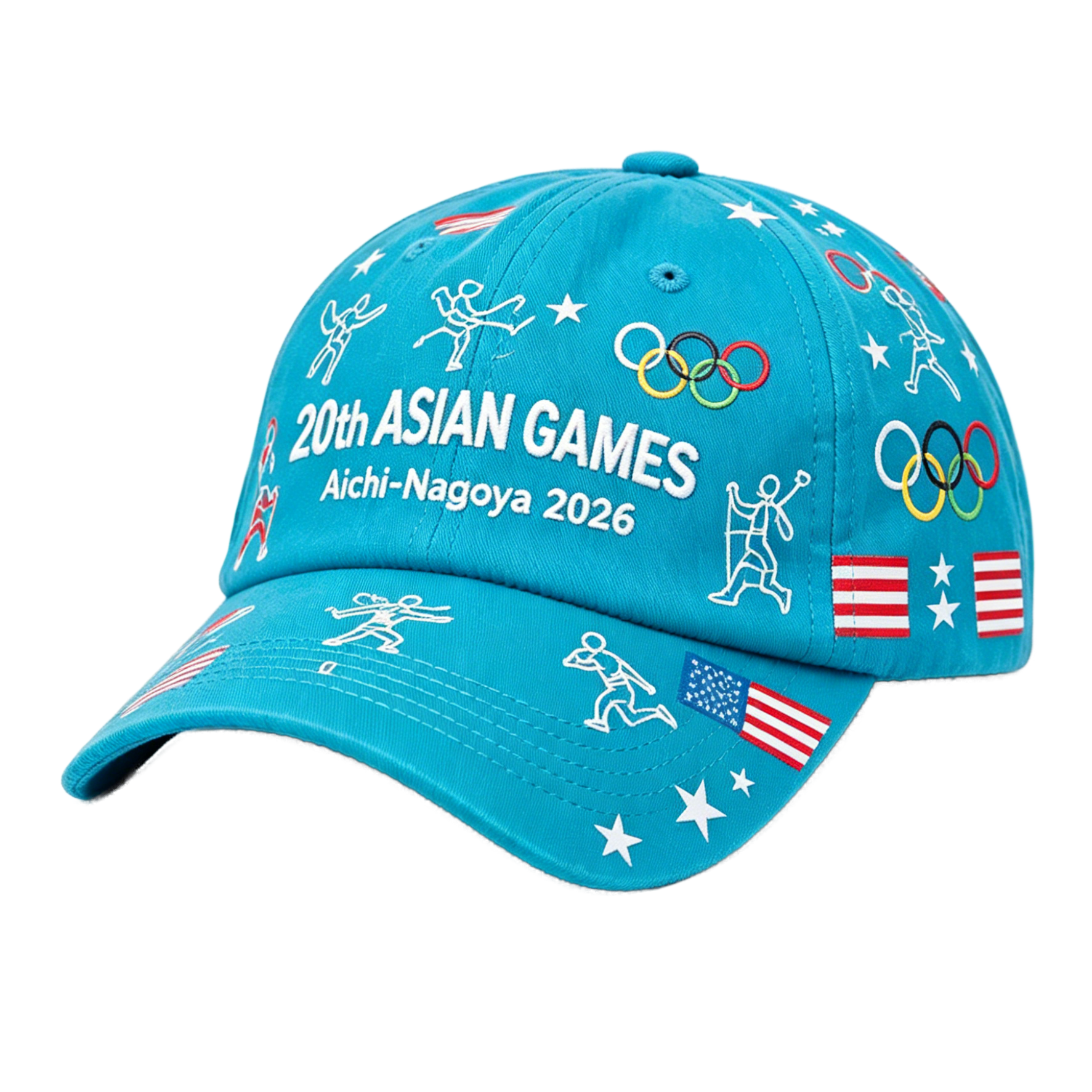 2026 Aichi-Nagoya Asian Games Grey Denim Fan Cap | Adjustable Embroidered Sports Headwear | xhcaps.com