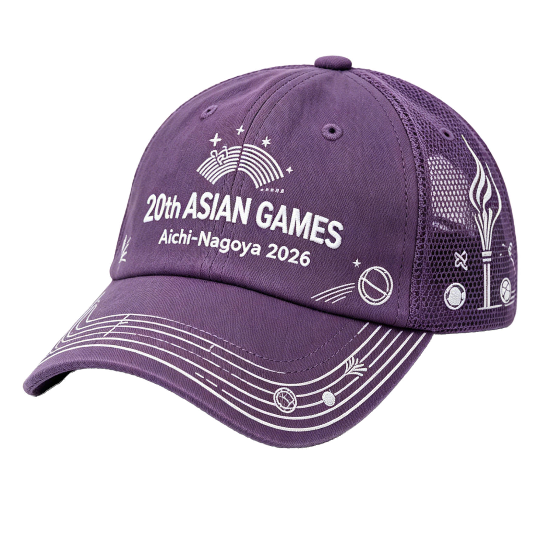 2026 Aichi-Nagoya Asian Games Grey Denim Fan Cap | Adjustable Embroidered Sports Headwear | xhcaps.com