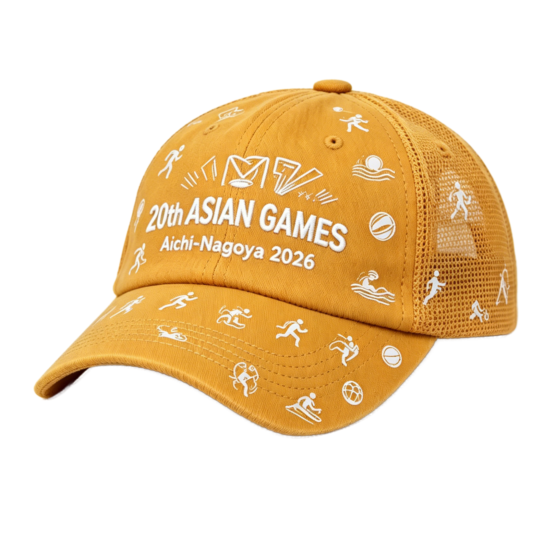 2026 Aichi-Nagoya Asian Games Grey Denim Fan Cap | Adjustable Embroidered Sports Headwear | xhcaps.com